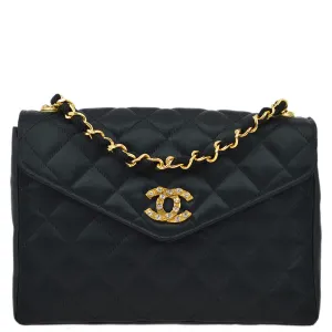 Chanel Black Satin Rhinestone Chain Shoulder Bag