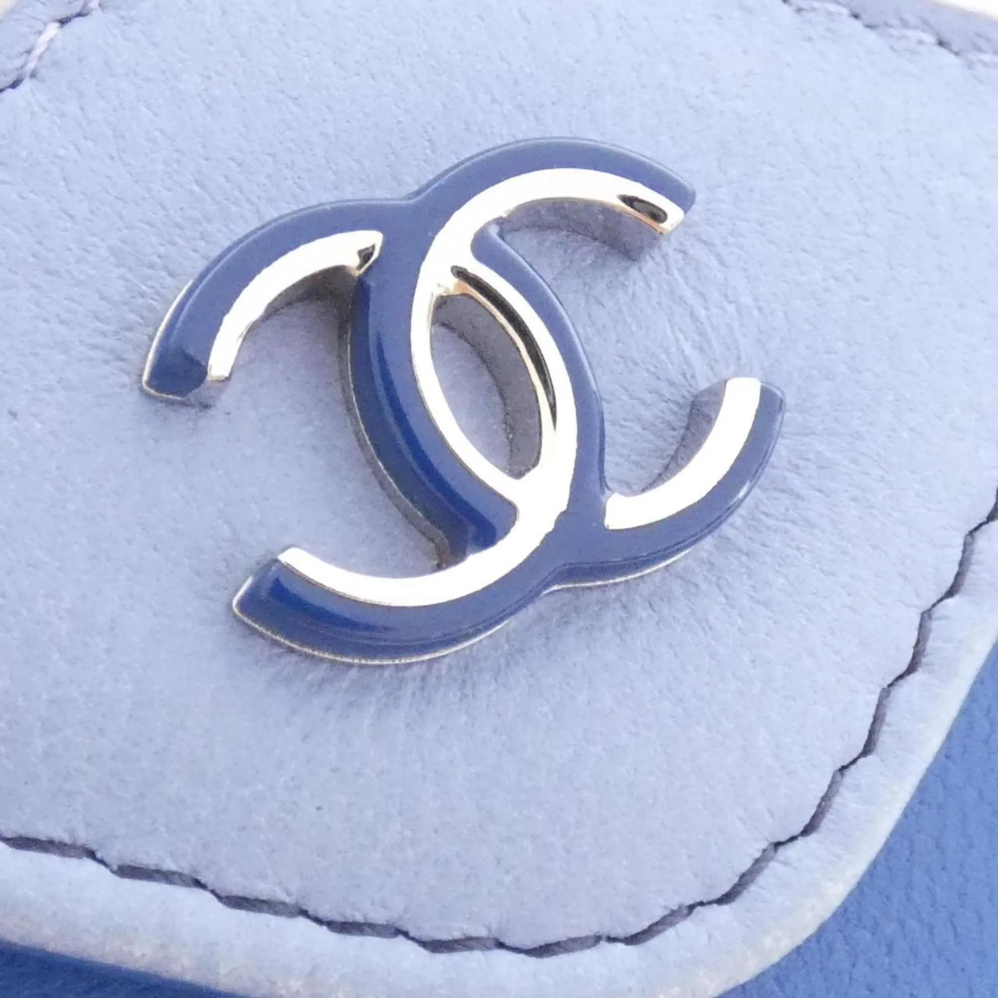 Chanel blue Navy Leather Coin Purse/Coin Case (Pre-Owned)