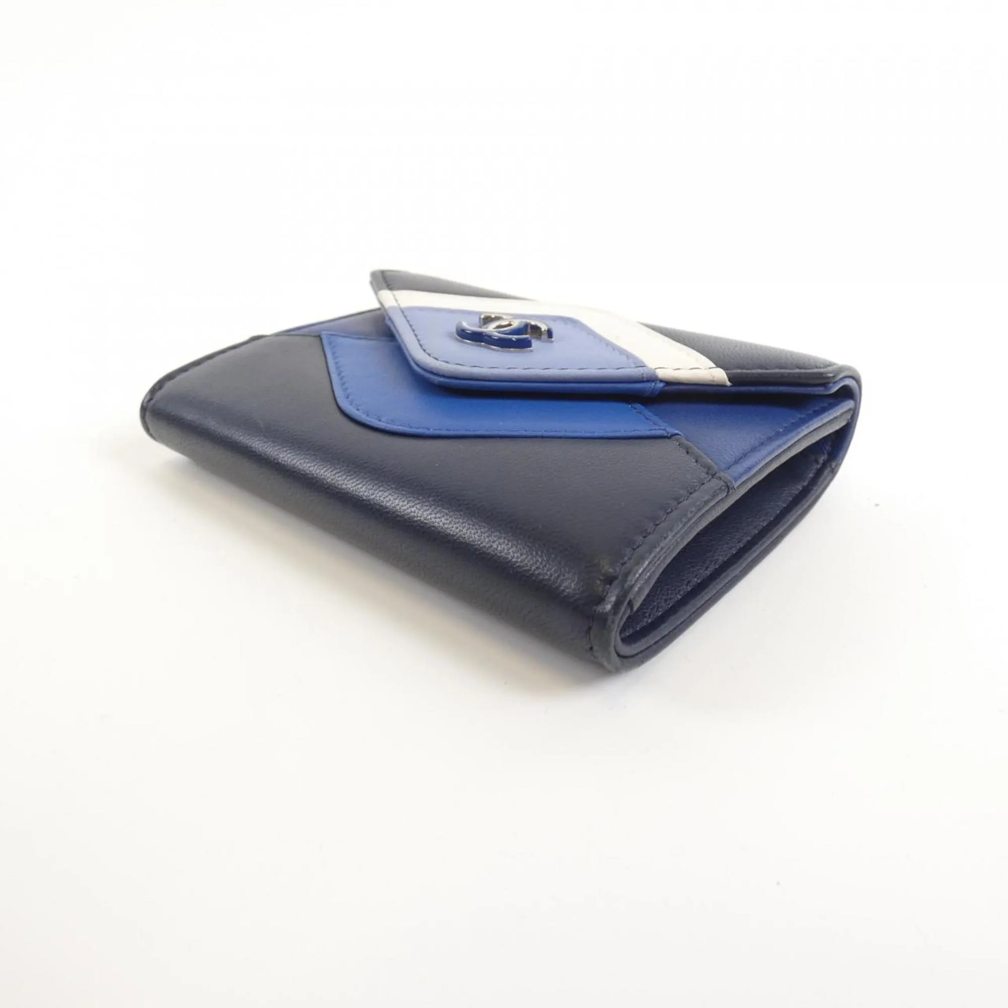 Chanel blue Navy Leather Coin Purse/Coin Case (Pre-Owned)