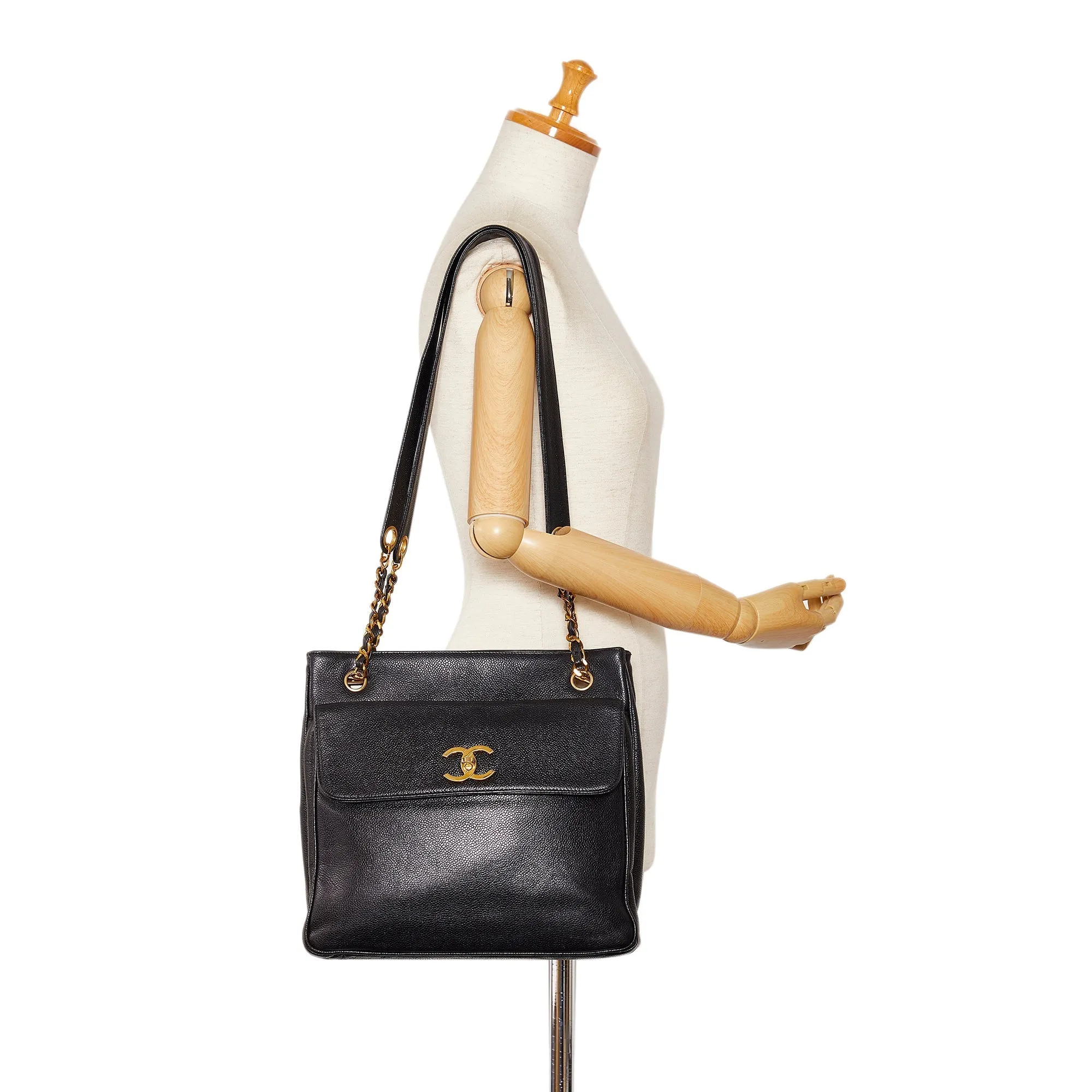 CHANEL CC Caviar Leather Shoulder Bag