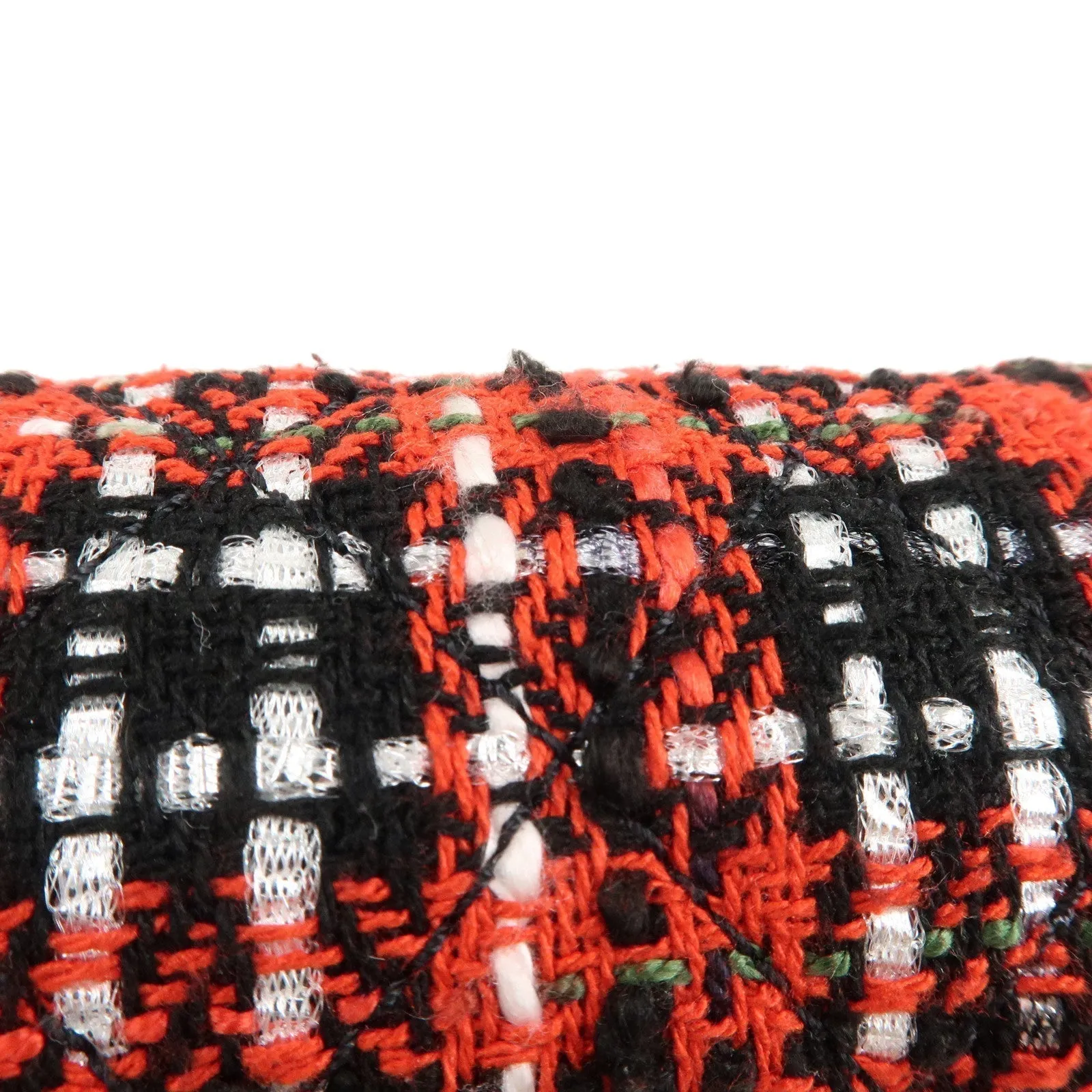 CHANEL CC Filigree Tweed Leather Shoulder Bag Red Black A93340
