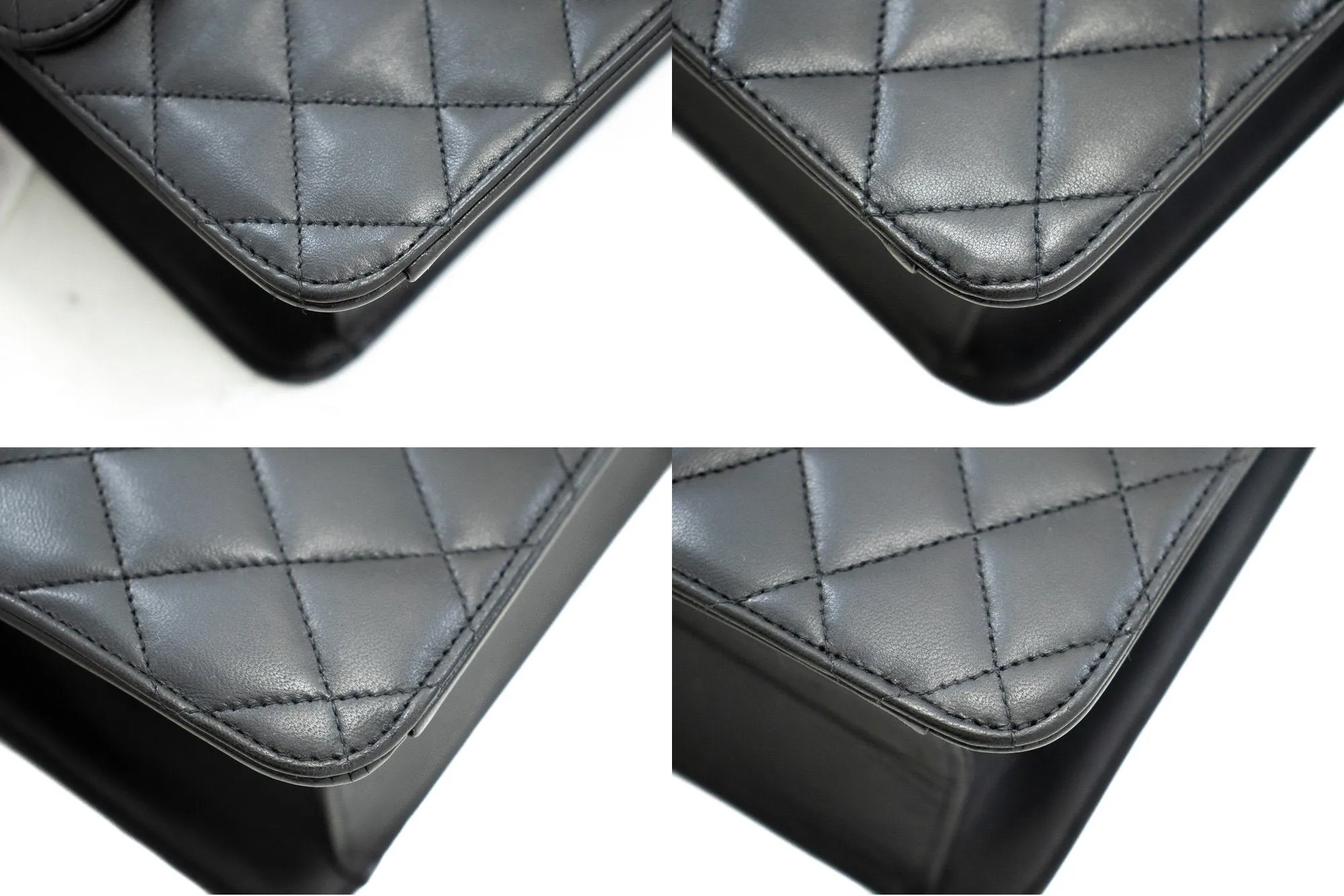 CHANEL Chain Shoulder Bag Clutch Black Quilted Flap Lambskin Purse j78