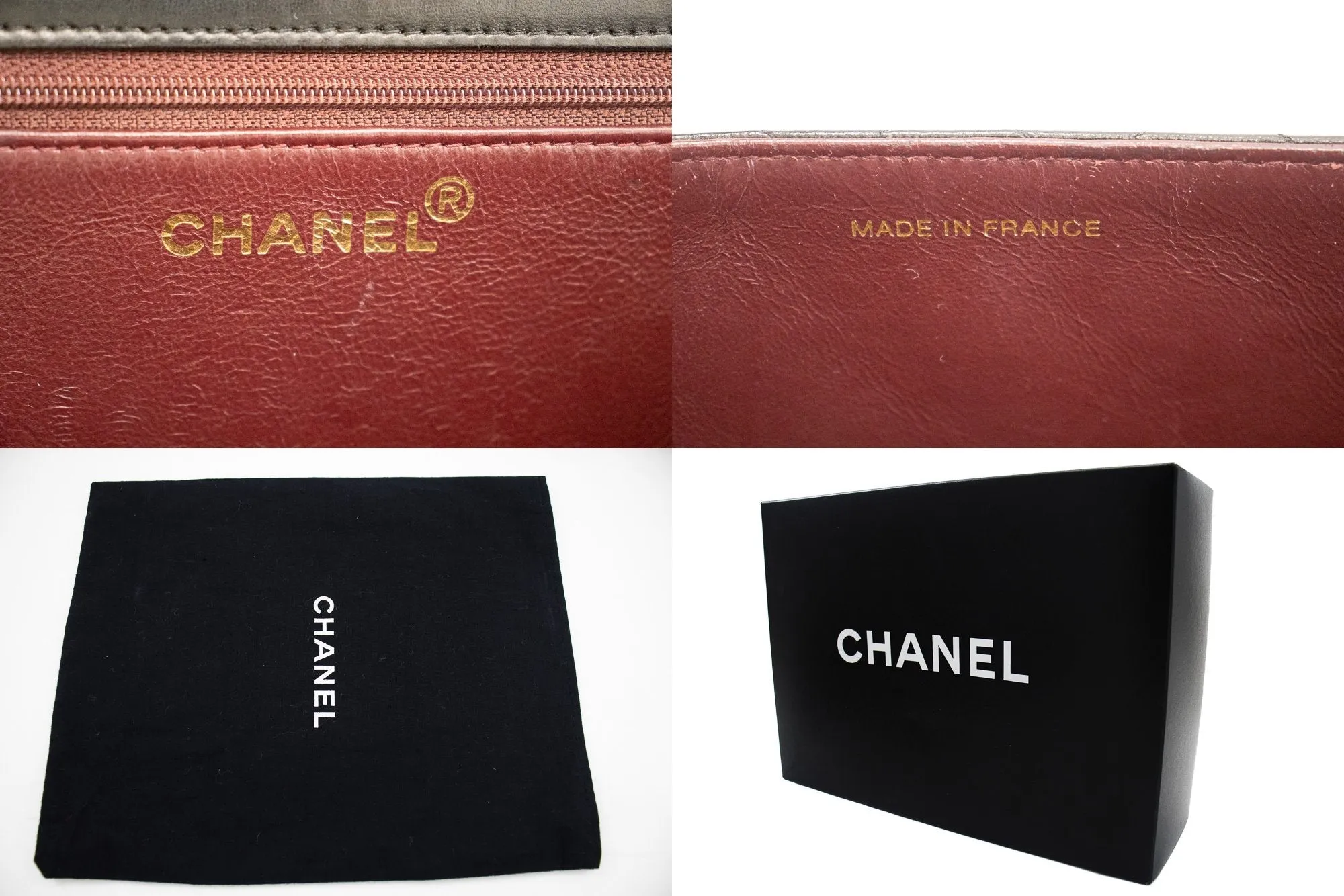 CHANEL Chain Shoulder Bag Clutch Black Quilted Flap Lambskin Purse j78