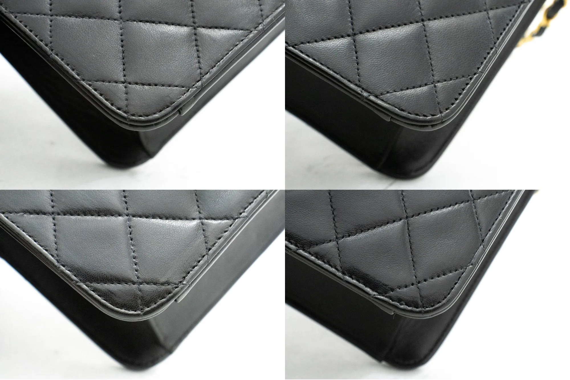 CHANEL Chain Shoulder Bag Clutch Black Quilted Flap Lambskin Purse j98