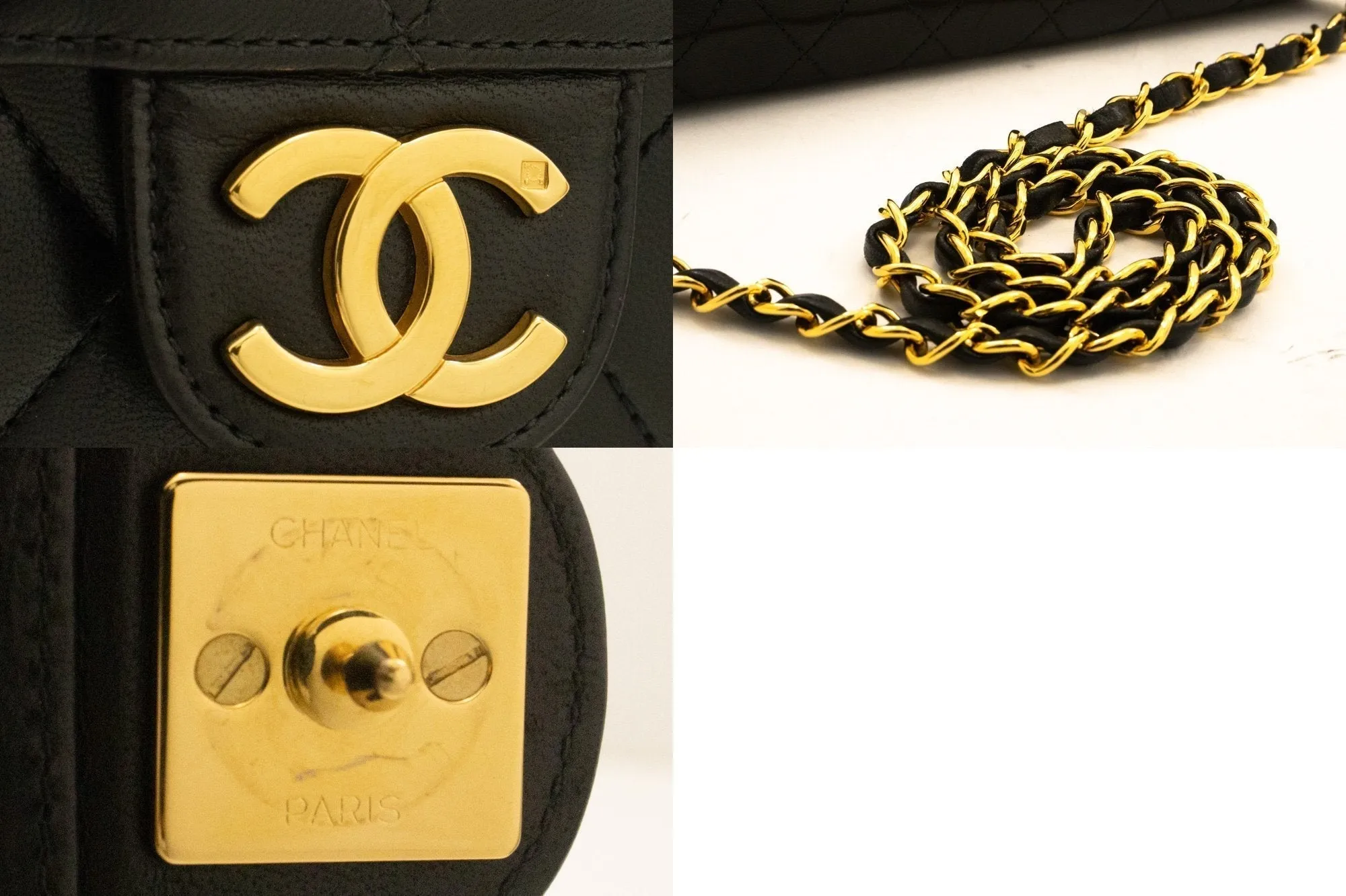 CHANEL Chain Shoulder Bag Clutch Black Quilted Flap Lambskin Purse k58