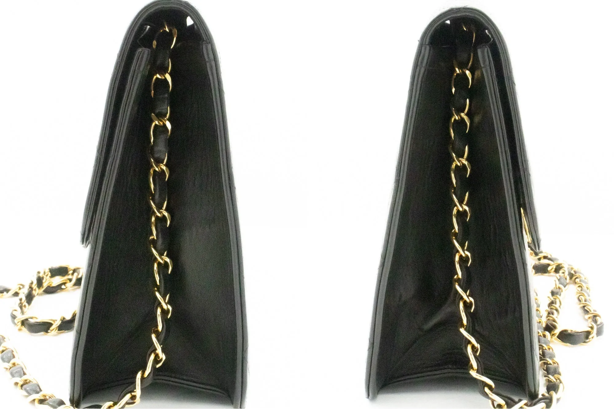 CHANEL Chain Shoulder Bag Clutch Black Quilted Flap Lambskin Purse k58