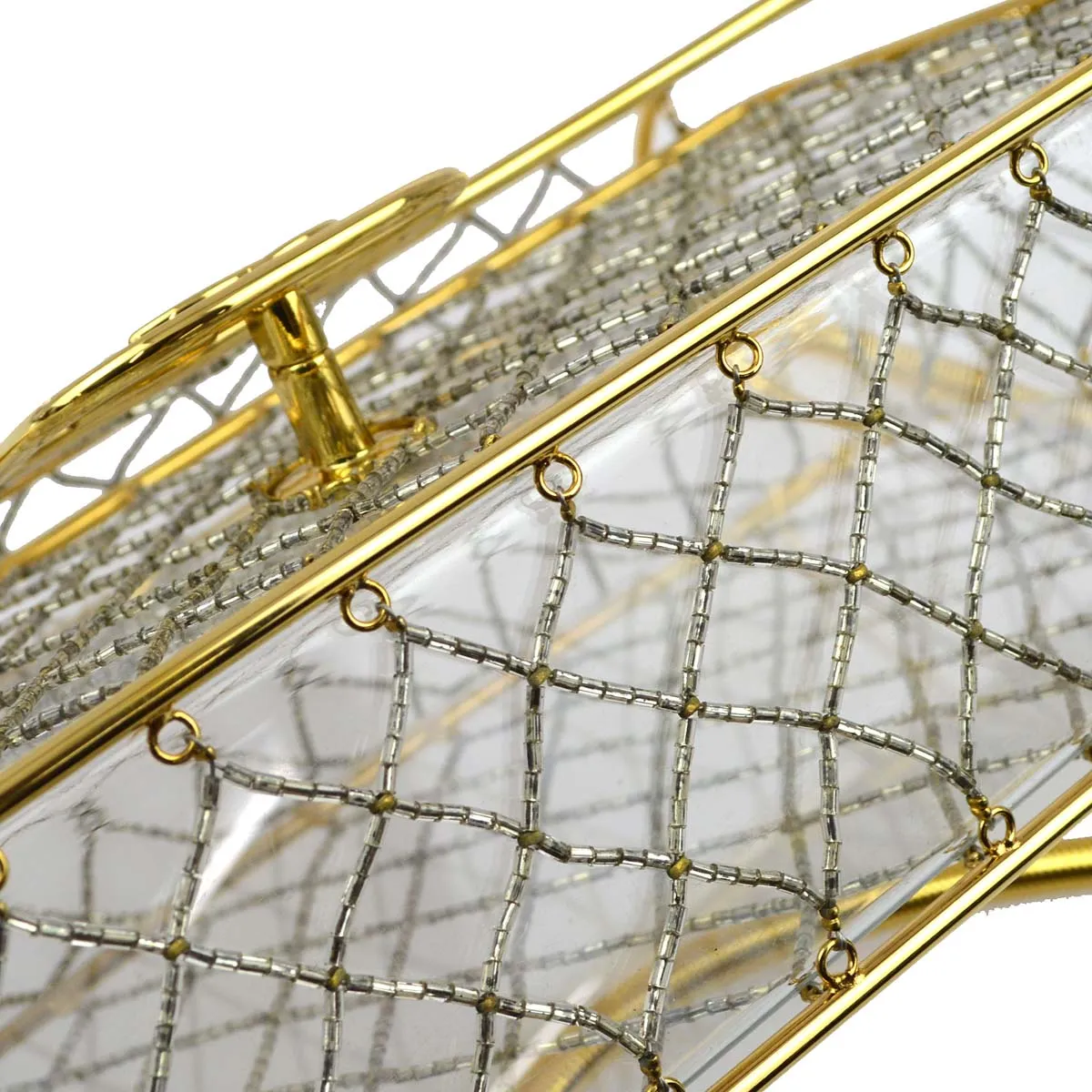 Chanel * Clear Gold Beaded Flap Shoulder Bag Medium