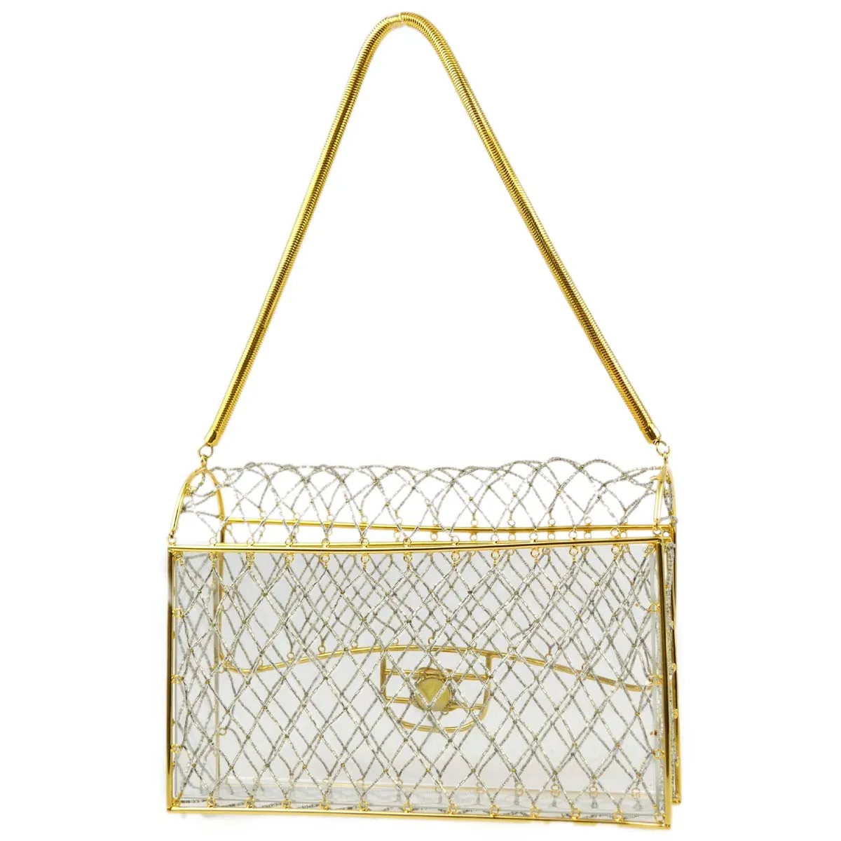 Chanel * Clear Gold Beaded Flap Shoulder Bag Medium