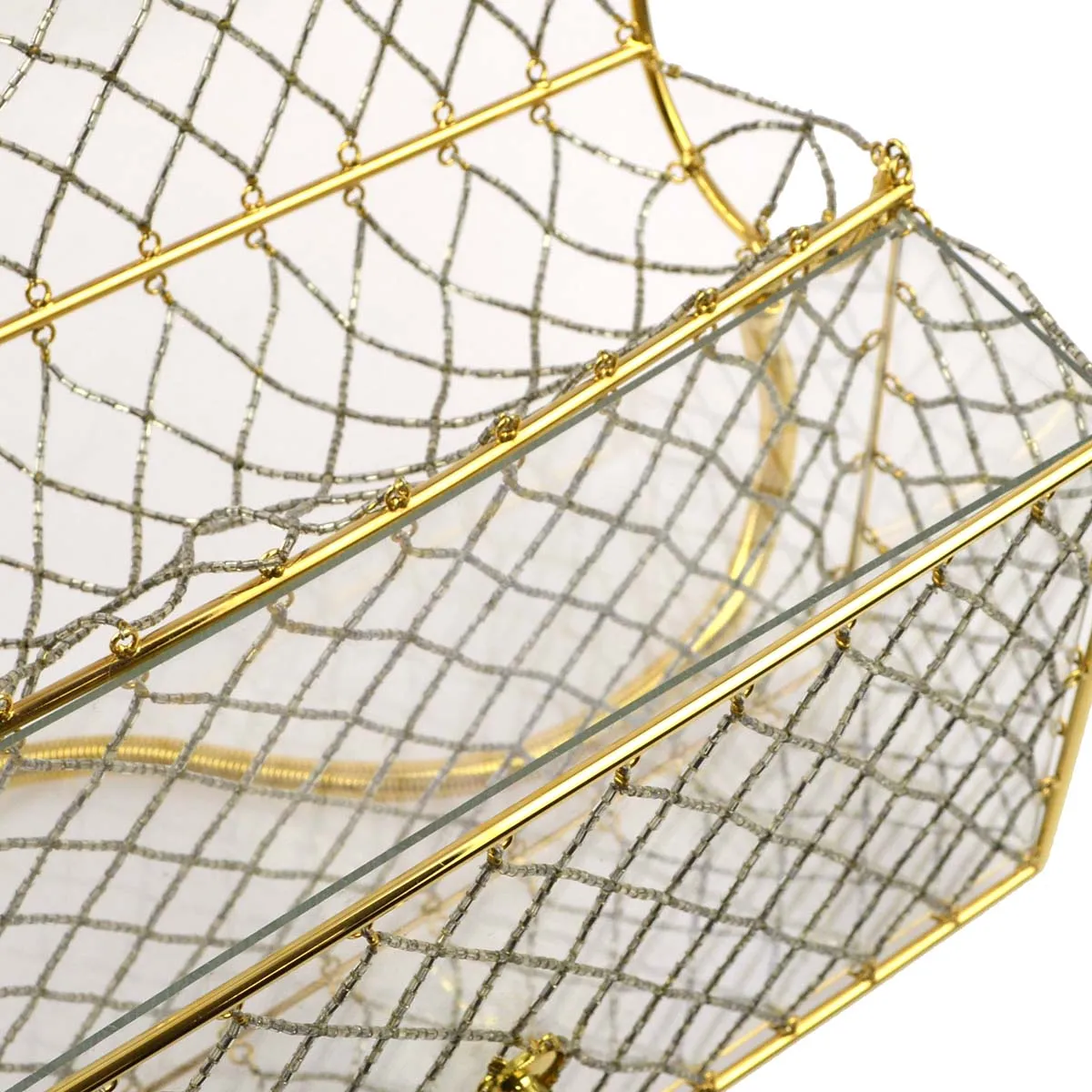 Chanel * Clear Gold Beaded Flap Shoulder Bag Medium