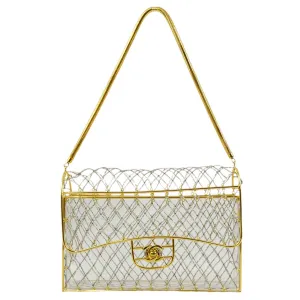 Chanel * Clear Gold Beaded Flap Shoulder Bag Medium