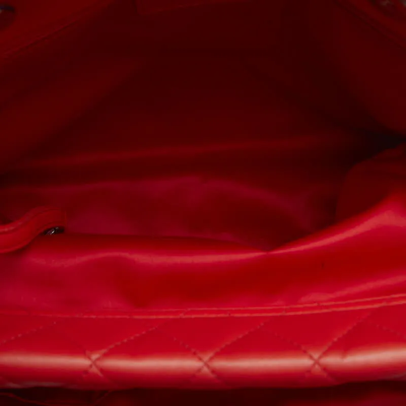 Chanel Coco Chain Matrasse Chain Shoulder Bag Tote Red Silver Leather  Chanel