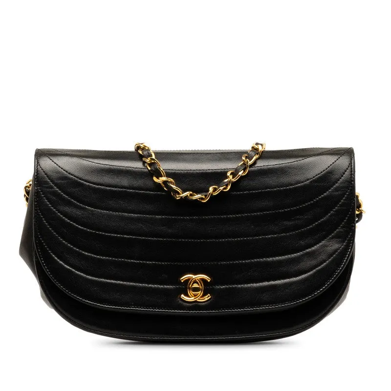 Chanel Coco Half Moon Chain Shoulder Bag Black   Chanel