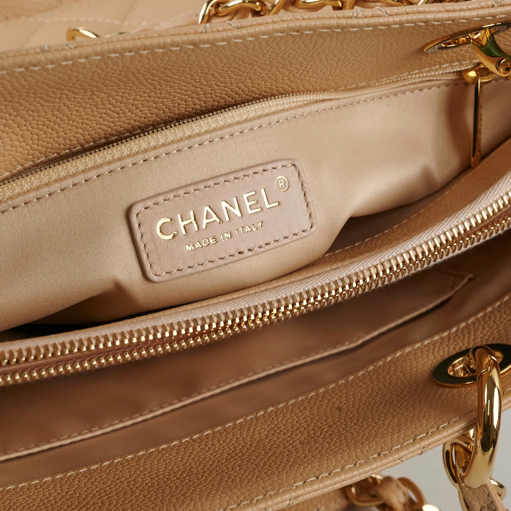 Chanel GST Caviar Beige Shoulder Bag - Series 20