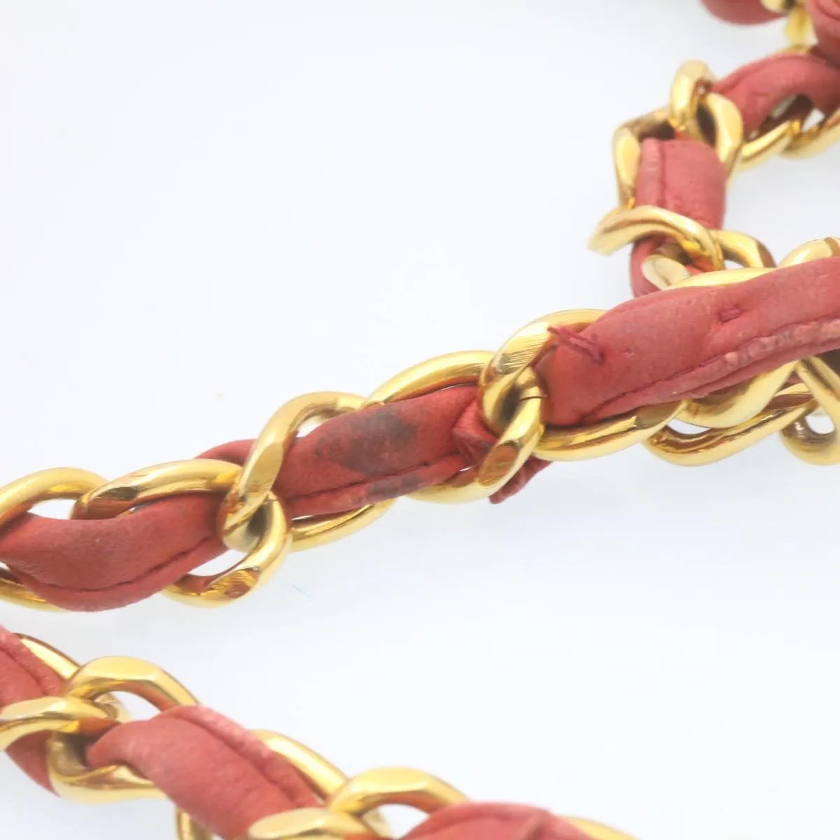 CHANEL Mademoiselle Big Coco Double Chain Shoulder Bag Lamb Skin Red Auth 29129A