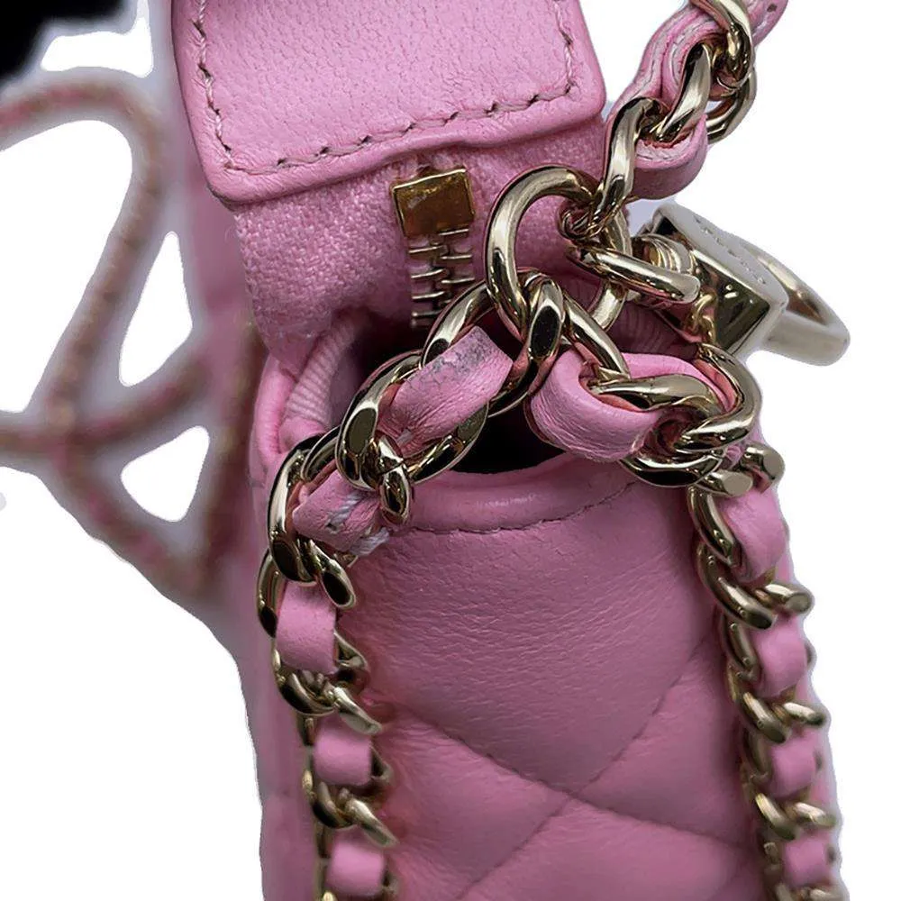 CHANEL Matelasse Small Hobo Shoulder Bag Pink AS3917 Lambskin