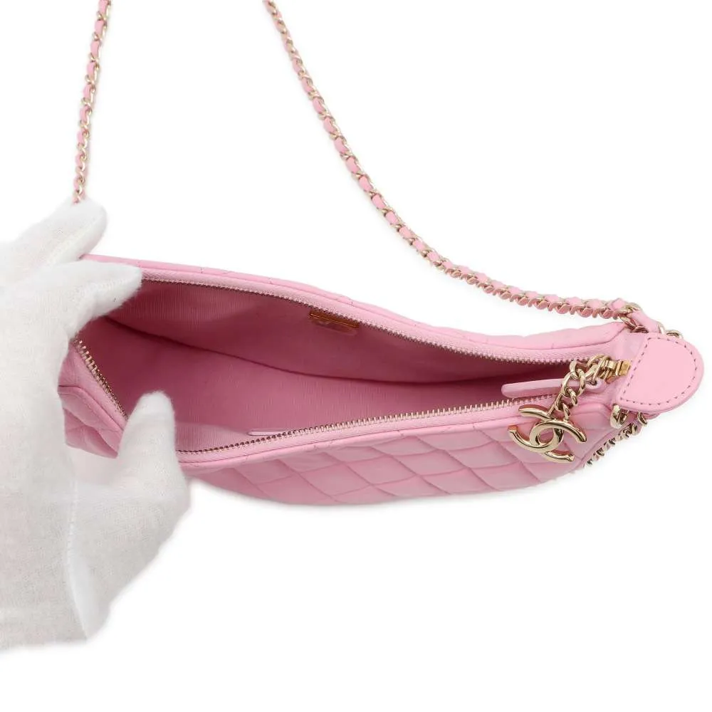 CHANEL Matelasse Small Hobo Shoulder Bag Pink AS3917 Lambskin