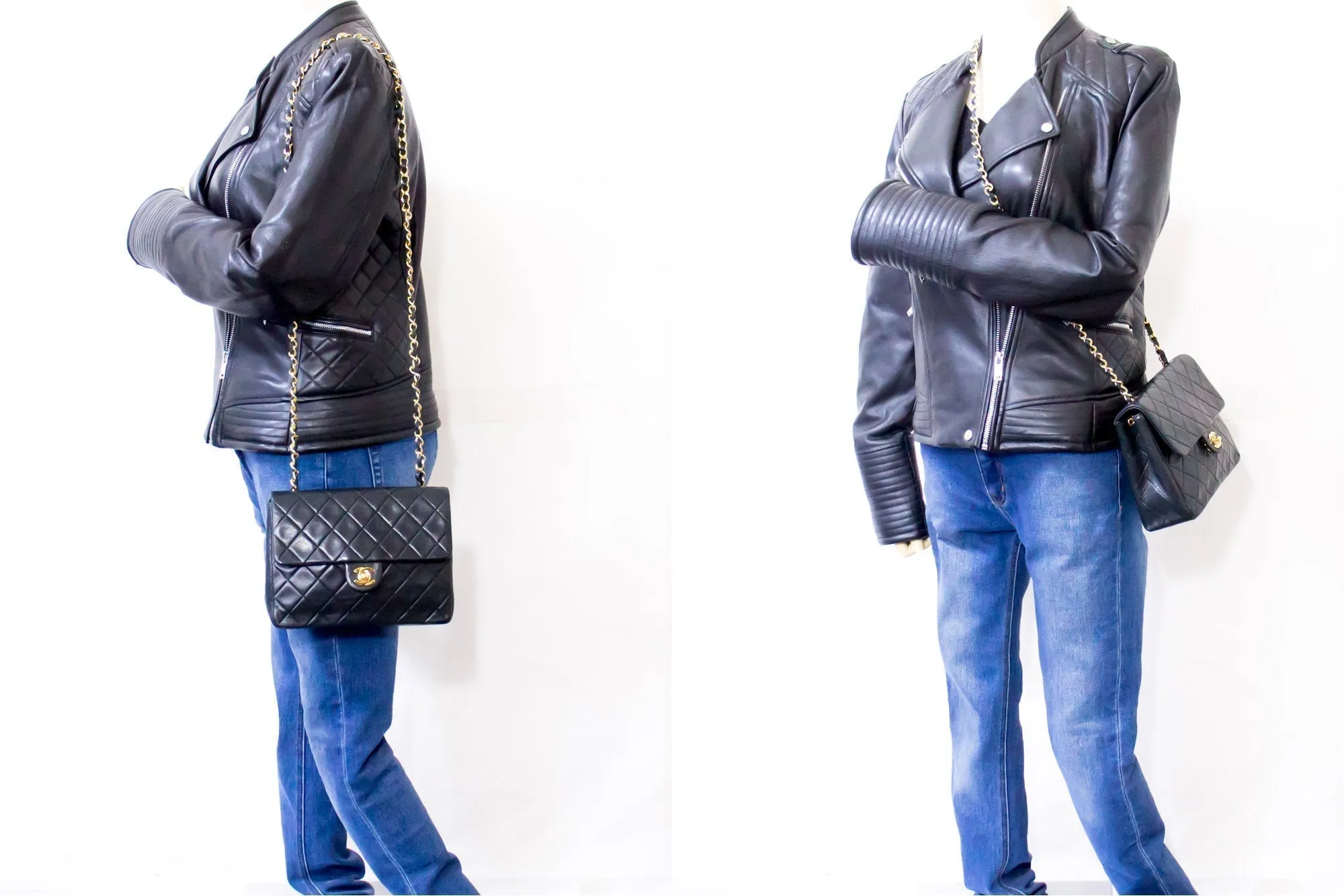 CHANEL Mini Square Small Chain Shoulder Bag Crossbody Black Quilt g90