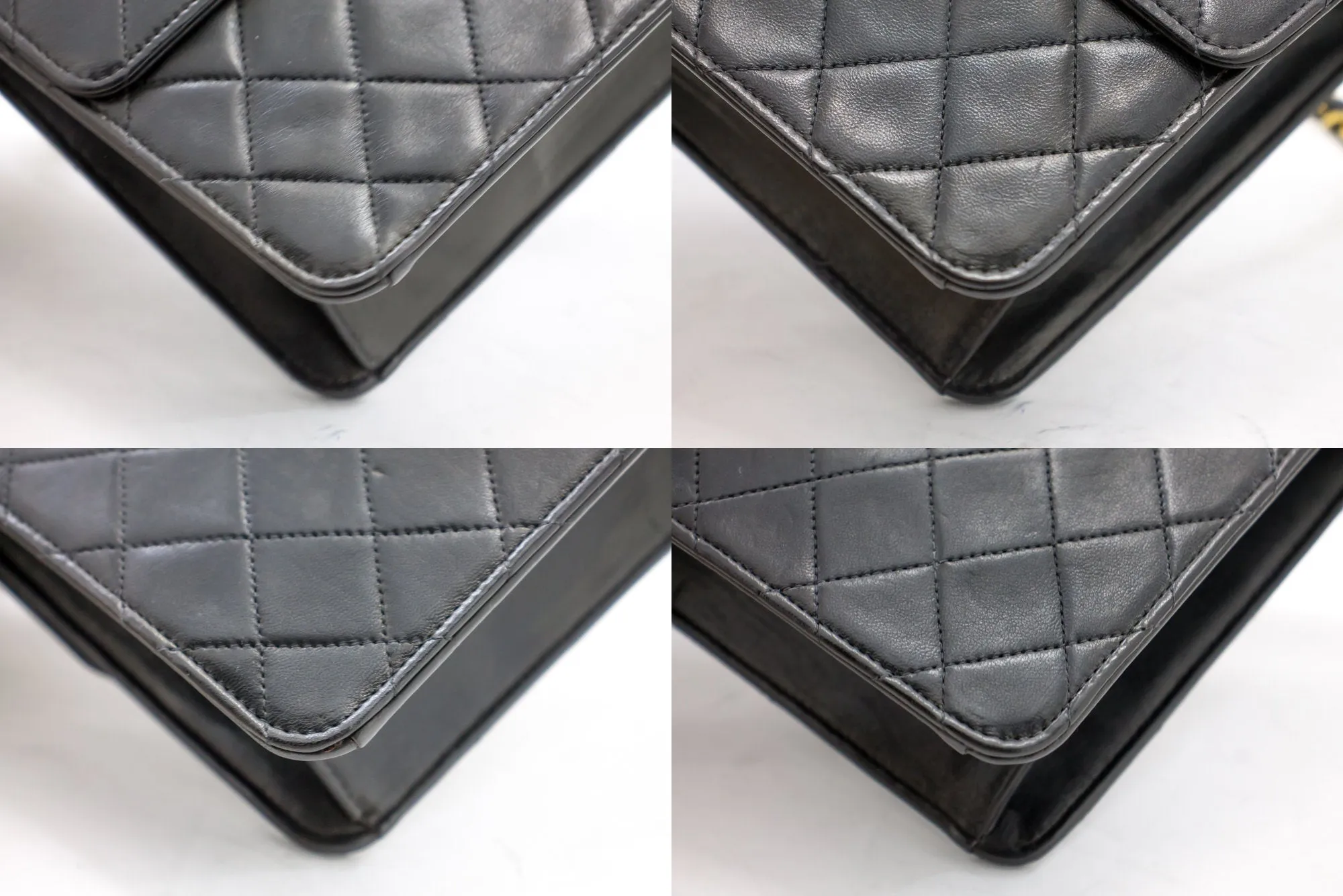CHANEL Small Chain Shoulder Bag Clutch Black Quilted Flap Lambskin d22