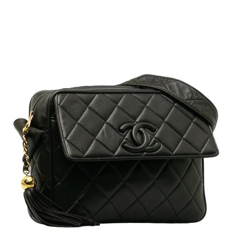 CHANEL Vintage Tassel Flap Shoulder Bag in Lambskin Black