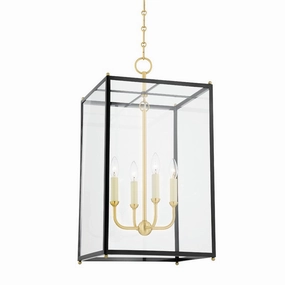 Chaselton Four Light Lantern Aged Brass/Darkest Blue Ceiling Lights Lighting cheap deals