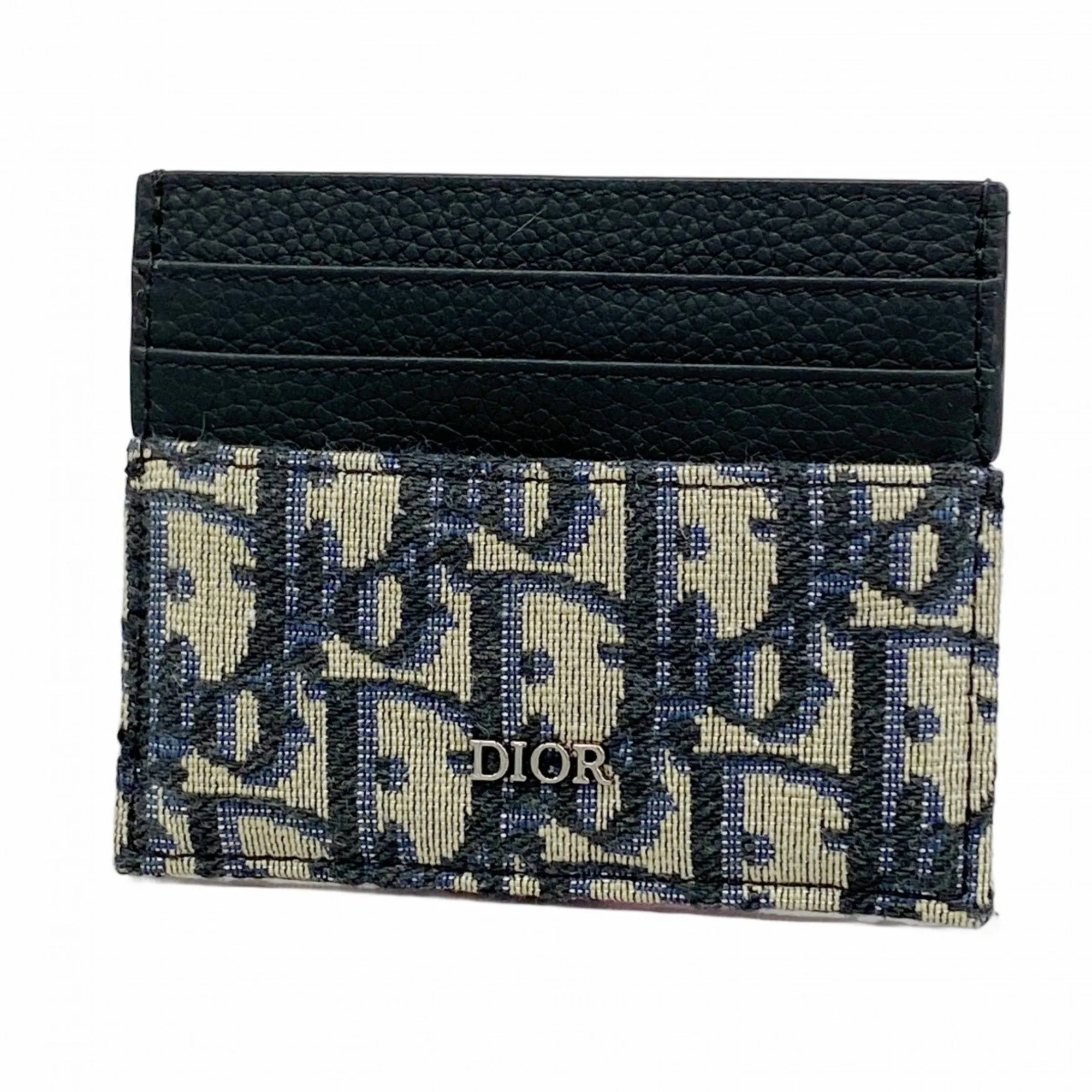 Christian Dior Navy Canvas Leather Card Case (Pre-Owned)
