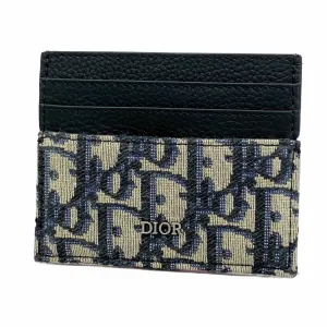 Christian Dior Navy Canvas Leather Card Case (Pre-Owned)