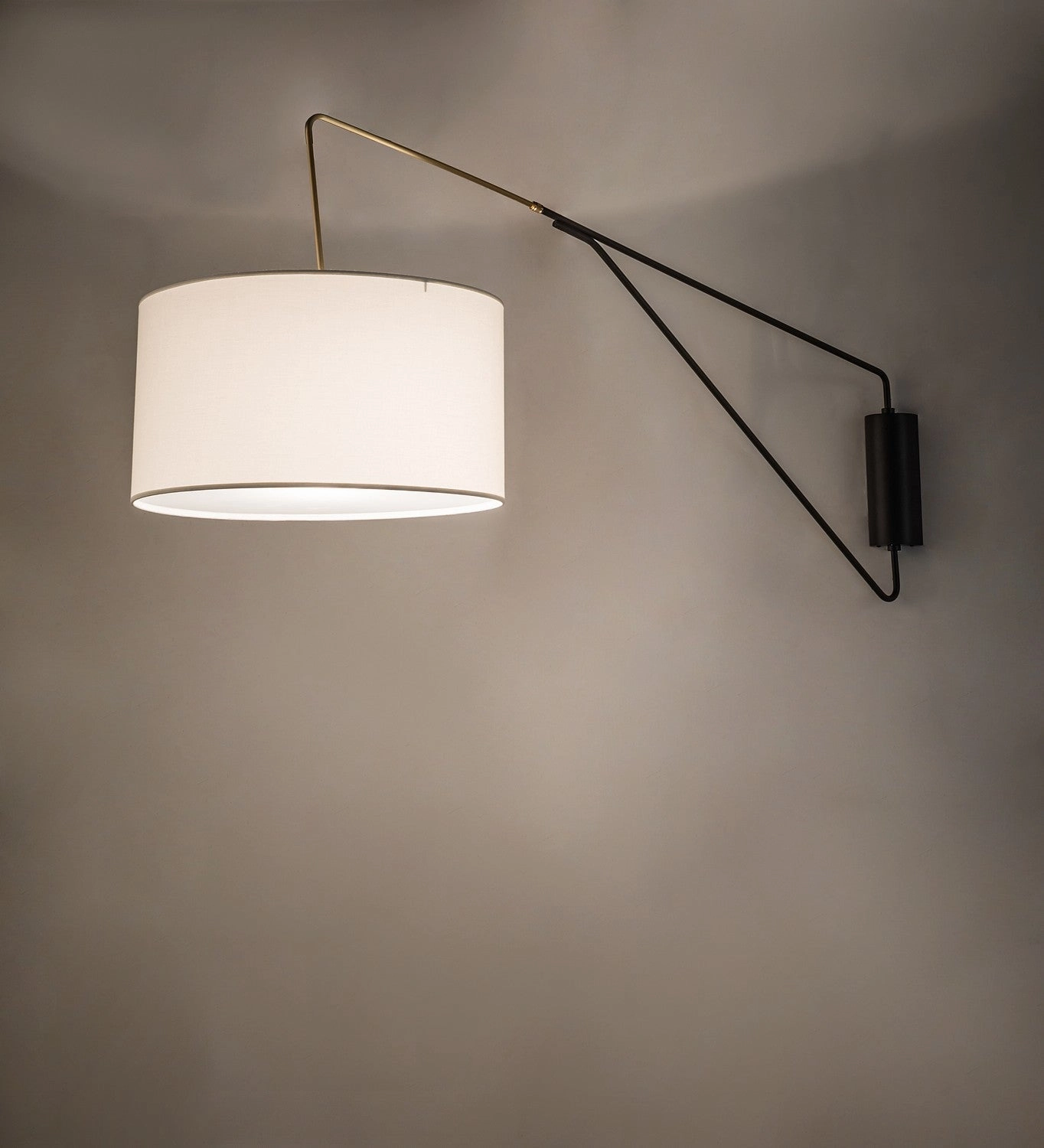 Cilindro One Light Wall Sconce Solar Black/Brass Budget Wall Lights now available