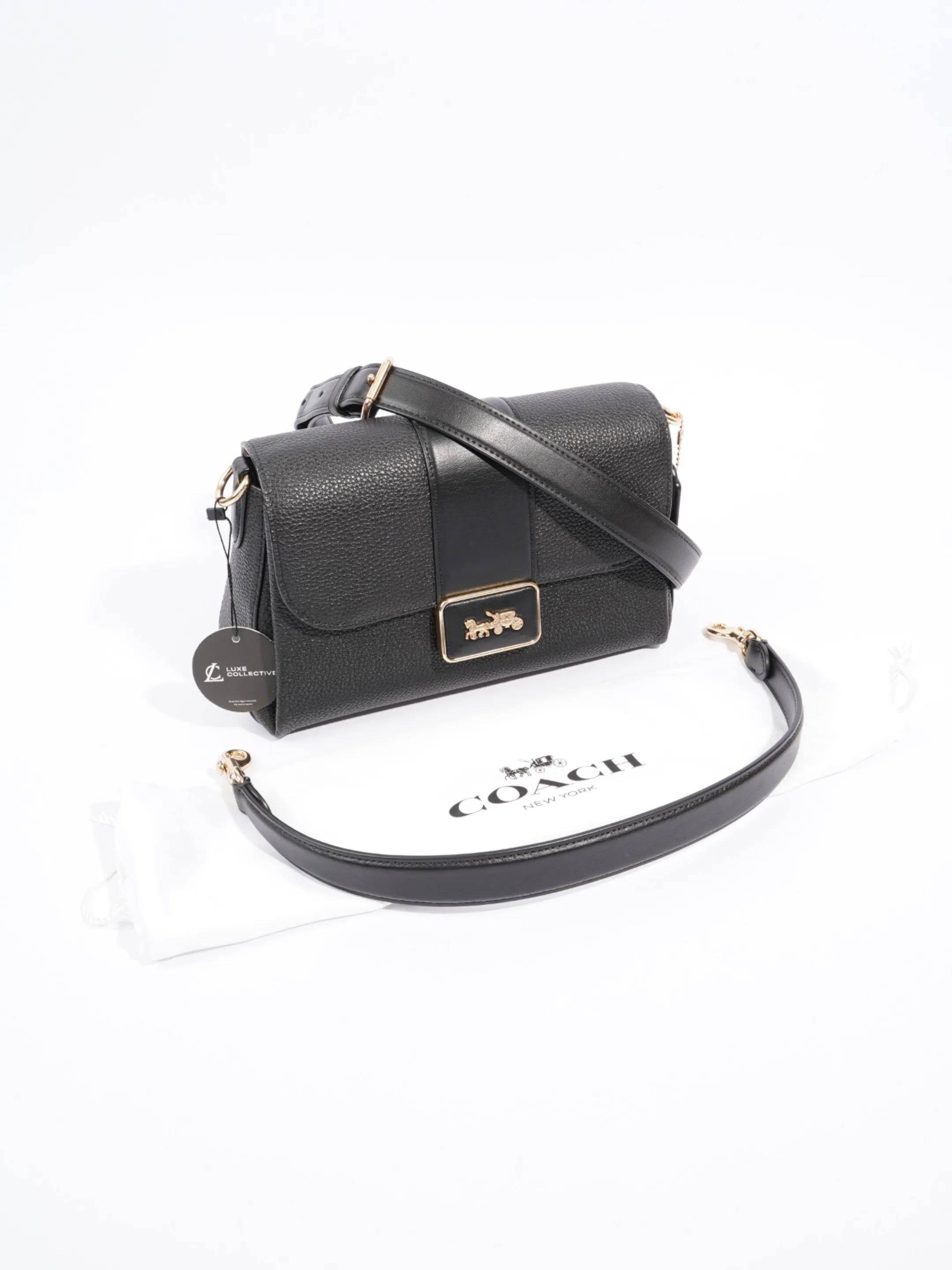 Coach Grace Shoulder Bag Black Grained Leather