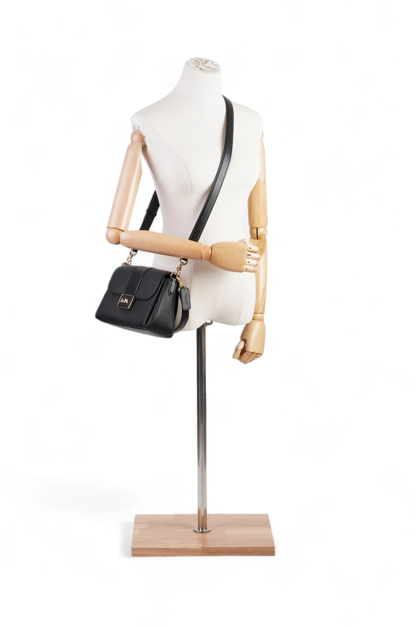 Coach Grace Shoulder Bag Black Grained Leather