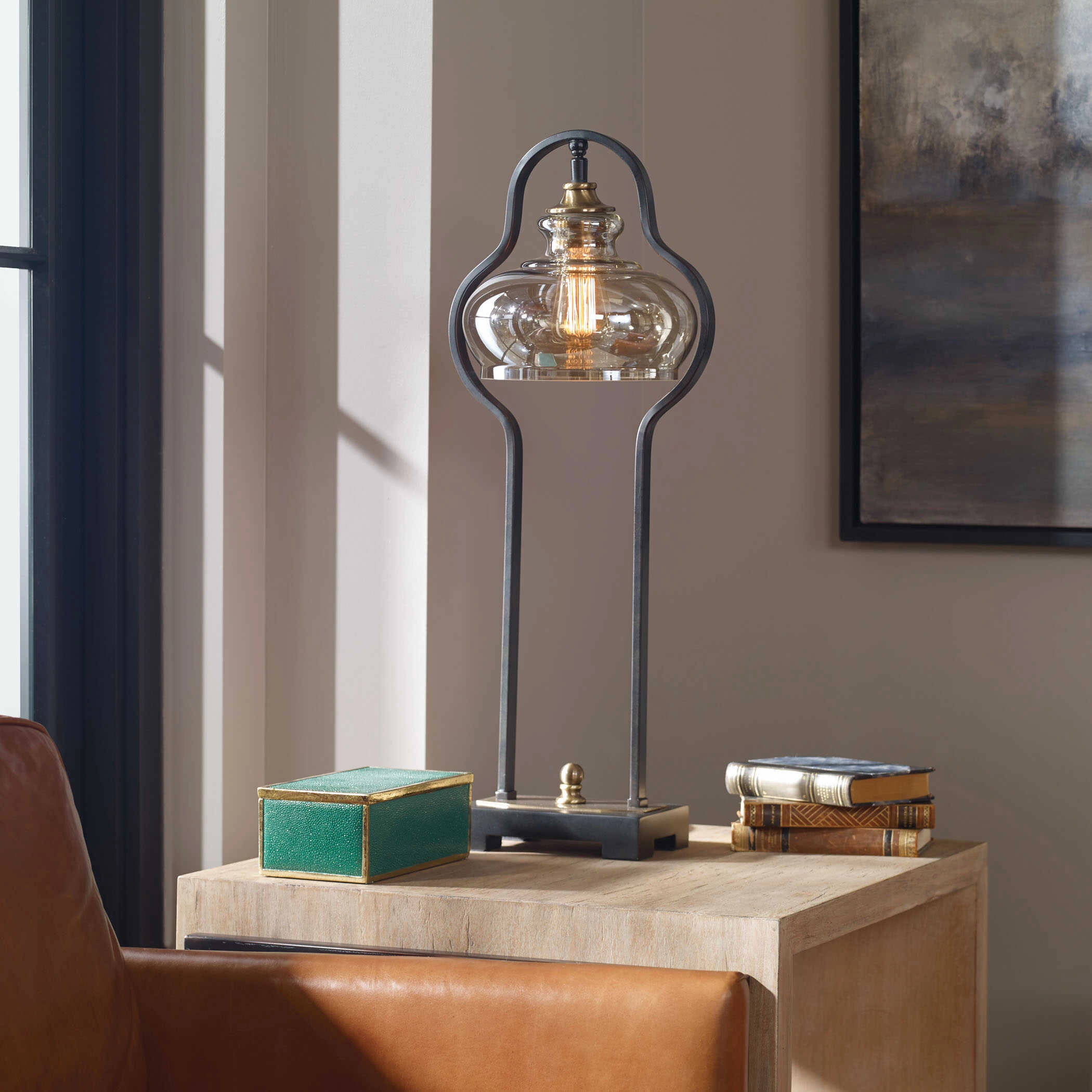 Cotulla One Light Desk Lamp Antique Brass Desk Lamps online discount
