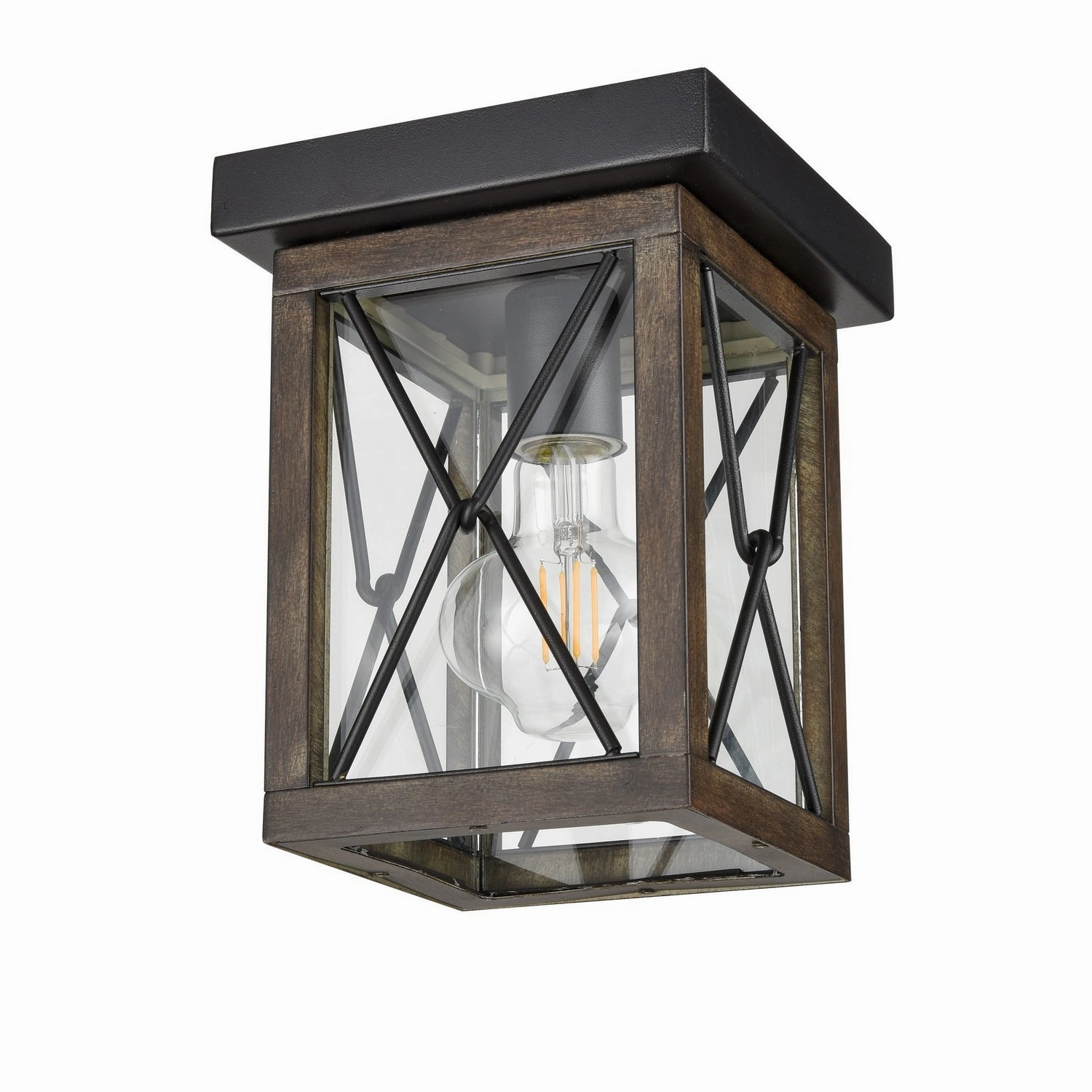 County Fair Outdoor One Light Outdoor Flush Mount Black/Ironwood On Metal Outdoor Ceiling Mount Lighting hot sale
