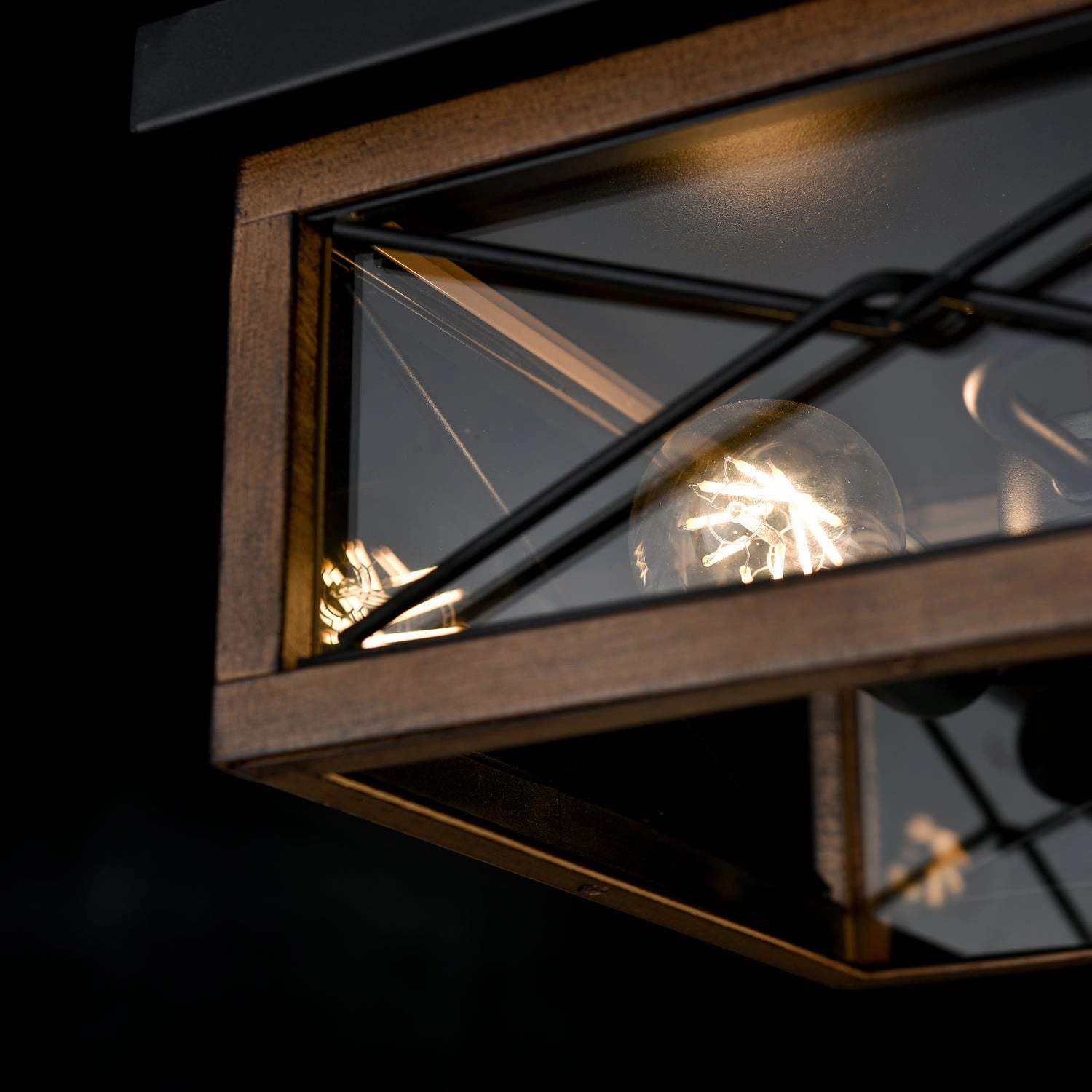 County Fair Outdoor Two Light Outdoor Flush Mount Black/Ironwood On Metal Exterior Ceiling Lights markdown