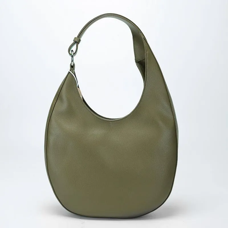 Crescent Hobo Bag in Smooth Genuine Leather | Versatile Crossbody Handbag