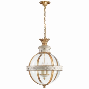 Crown Top Globe Three Light Lantern Antique White Ceiling Lights Lighting outlet store