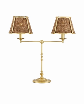 Deauville Collection Two Light Desk Lamp Polished Brass/Natural Desk Lamps Lighting sale online