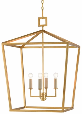Denison Collection Four Light Lantern Contemporary Gold Leaf Ceiling Lights Lighting discount price