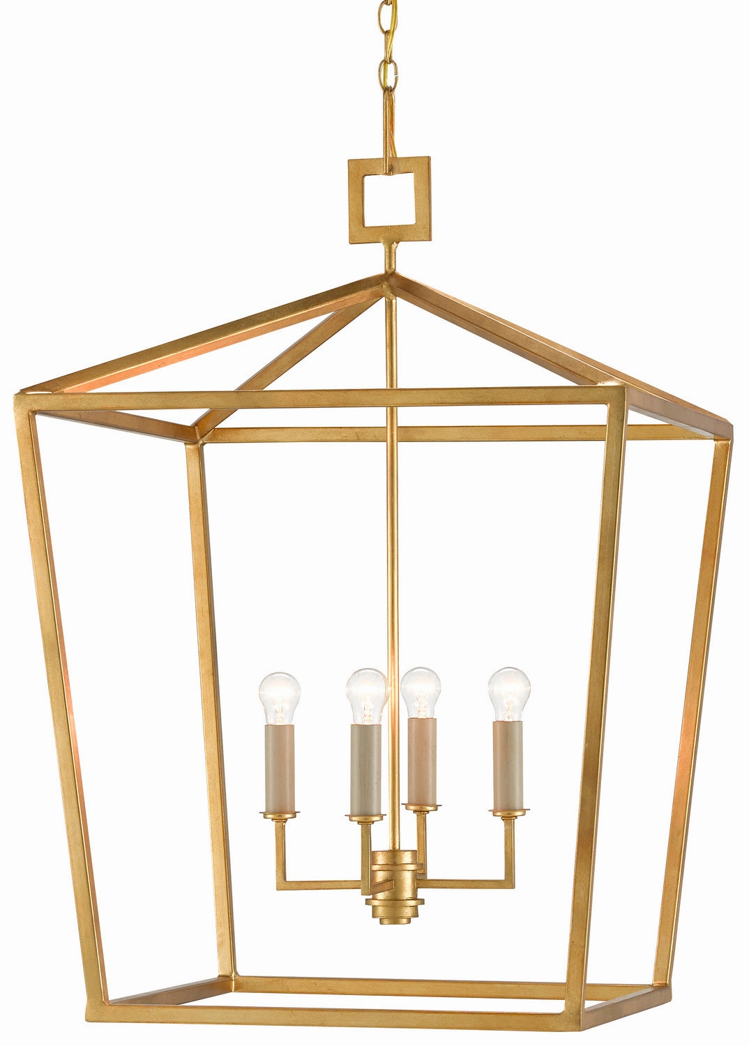 Denison Collection Four Light Lantern Contemporary Gold Leaf Ceiling Lights Lighting discount price