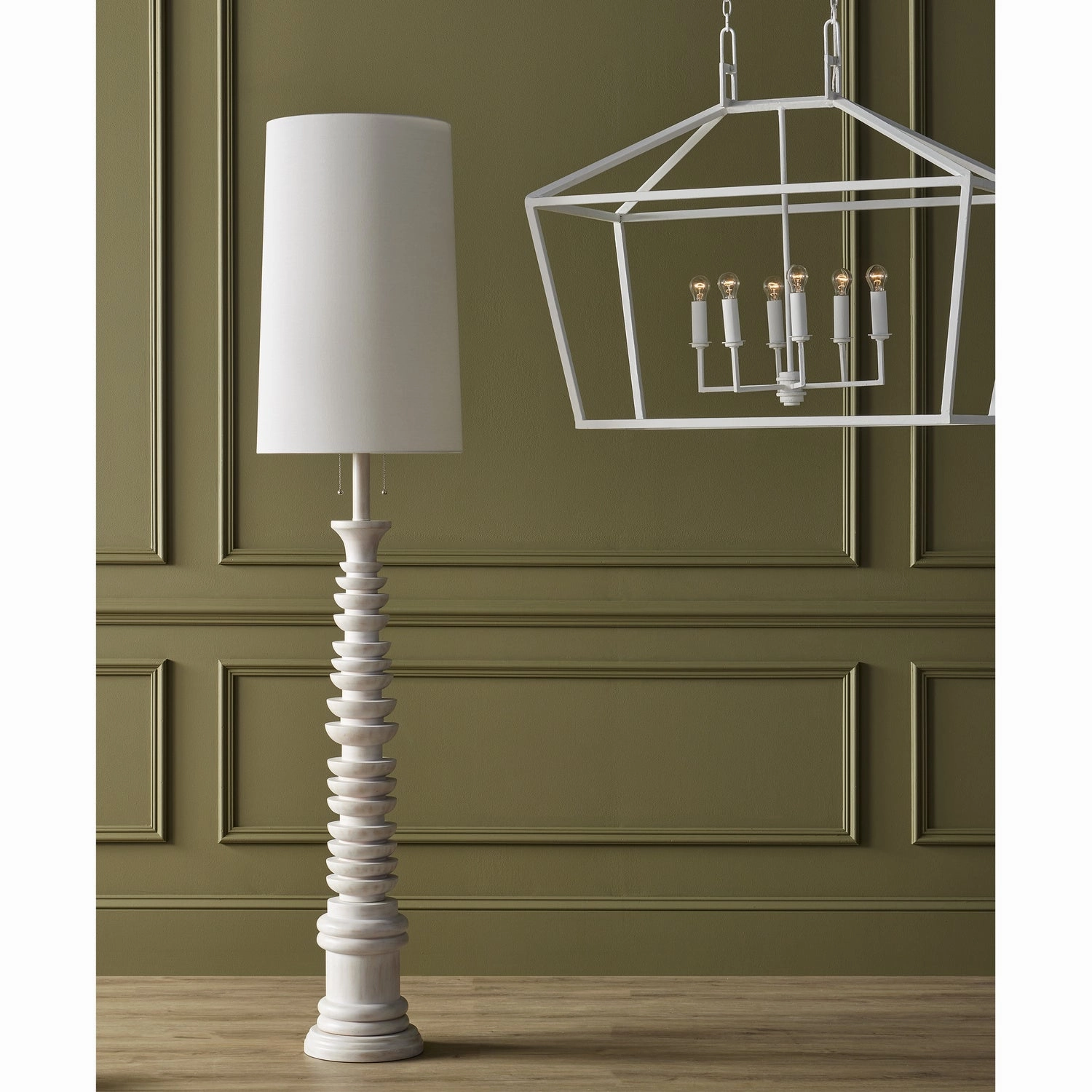 Denison Collection Six Light Chandelier Gesso White Cheap Ceiling Lights available