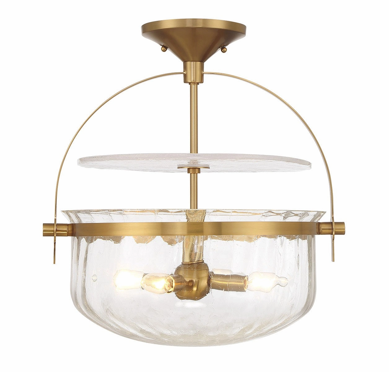 Denmar Four Light Convertible Semi-Flush/Pendant Warm Brass Energy-saving Ceiling Lights store