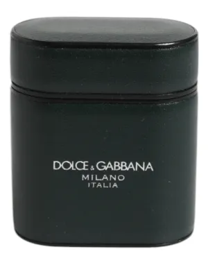 Dolce & Gabbana Calfskin Leather Logo Print Flip Holder Airpods Men's Case