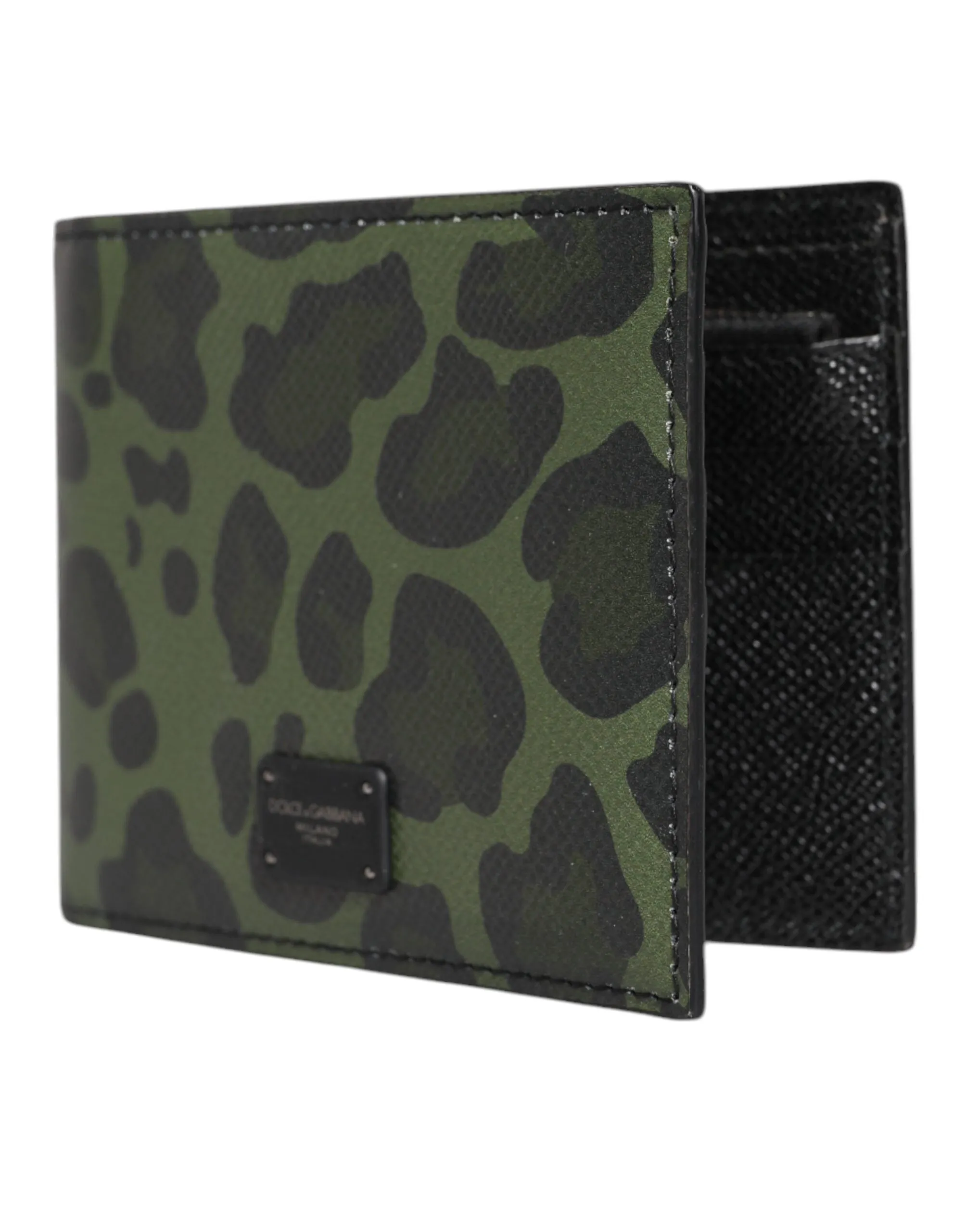 Dolce & Gabbana  Leather DG Plaque Bifold Card Holder Men's Wallet