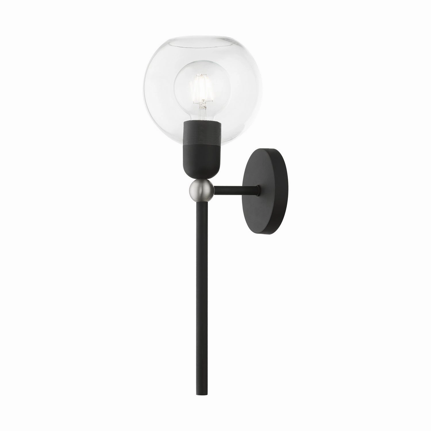 Downtown One Light Wall Sconce Black w/Brushed Nickel Designer Wall Lights store deal