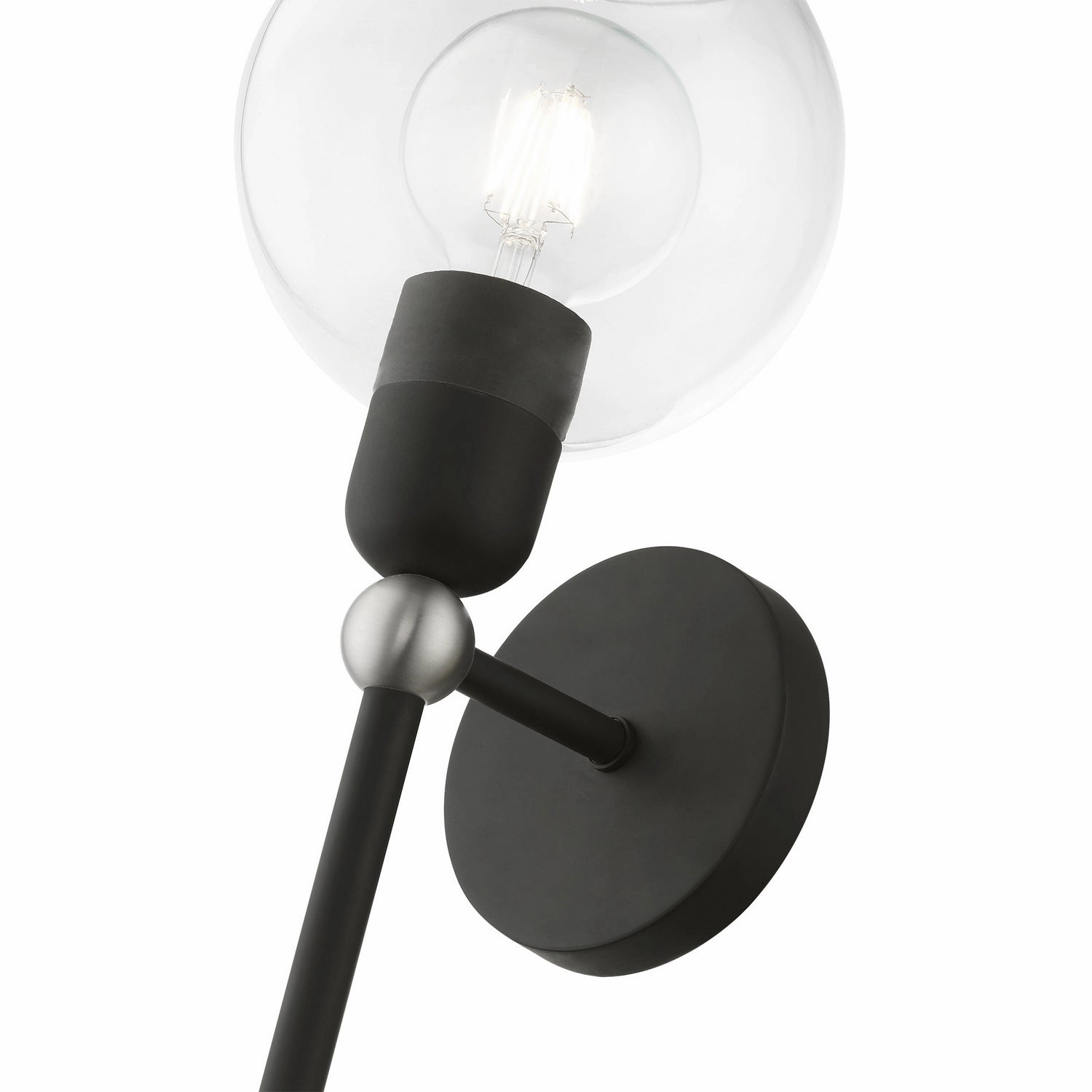 Downtown One Light Wall Sconce Black w/Brushed Nickel Designer Wall Lights store deal