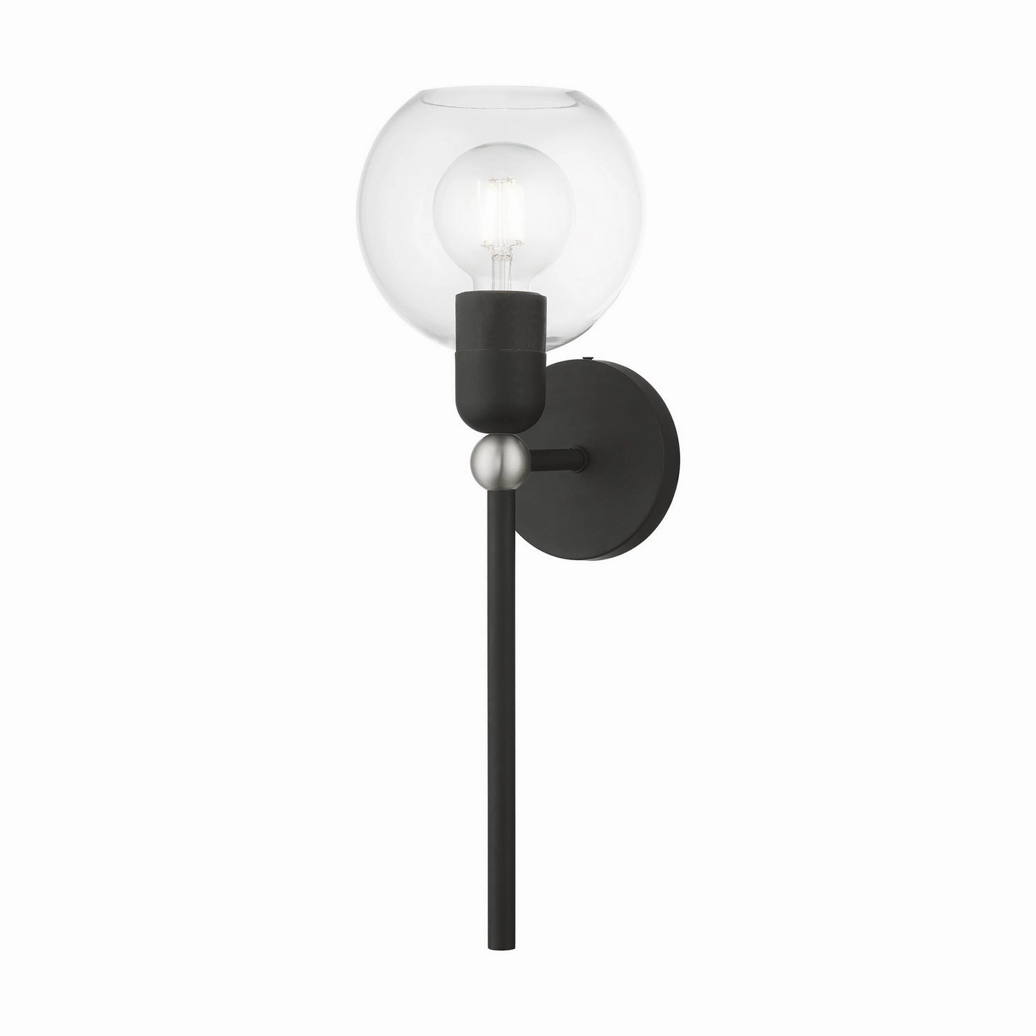 Downtown One Light Wall Sconce Black w/Brushed Nickel Elegant Wall Lights clearance