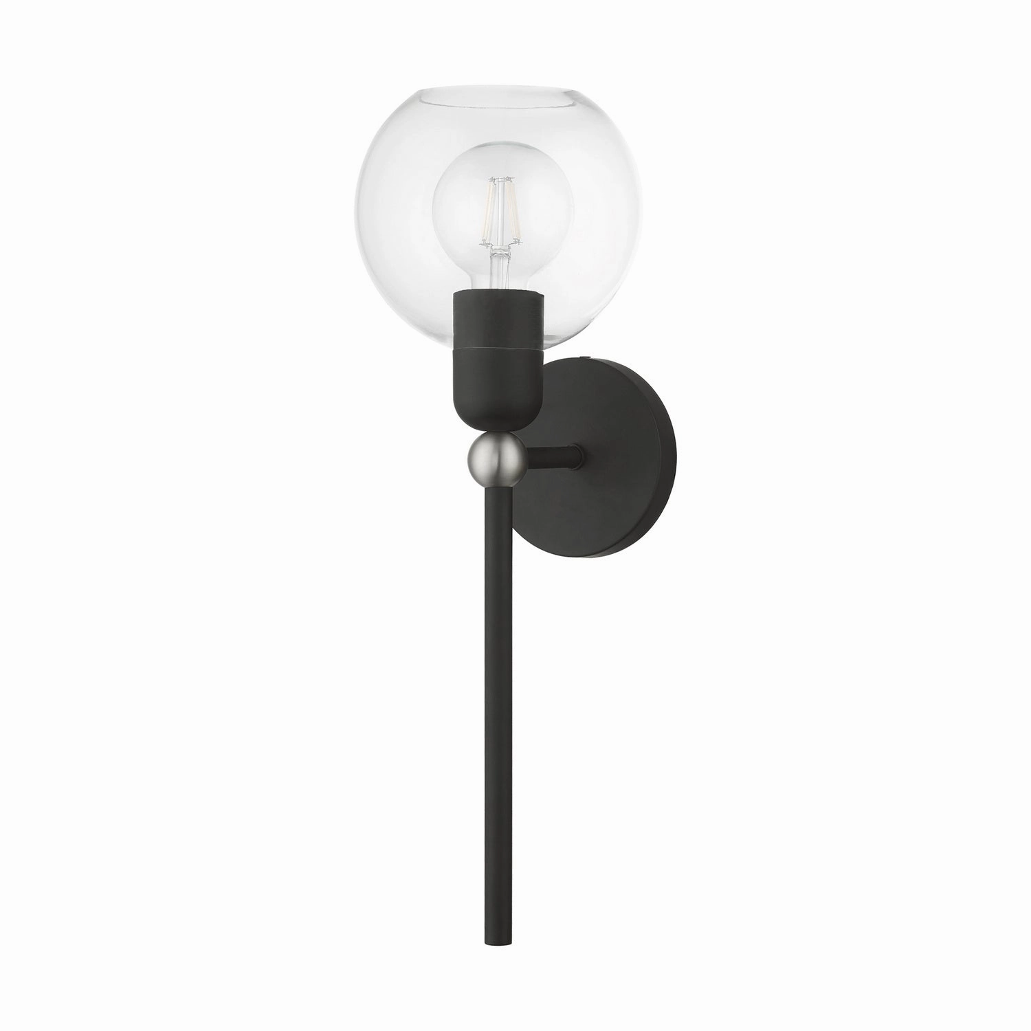 Downtown One Light Wall Sconce Black w/Brushed Nickel Designer Wall Lights store deal