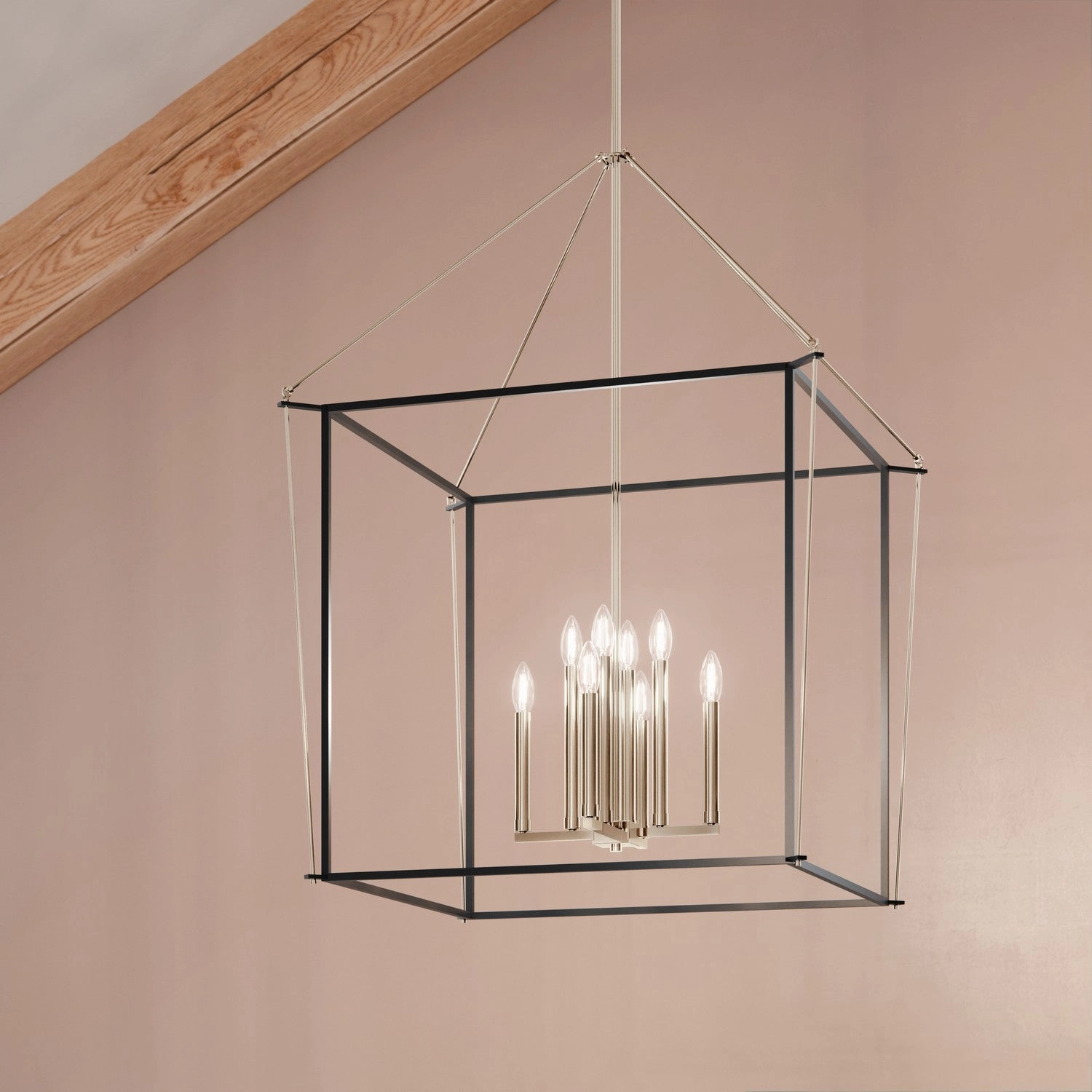 Eisley Eight Light Foyer Pendant Polished Nickel Designer Ceiling Lights for less