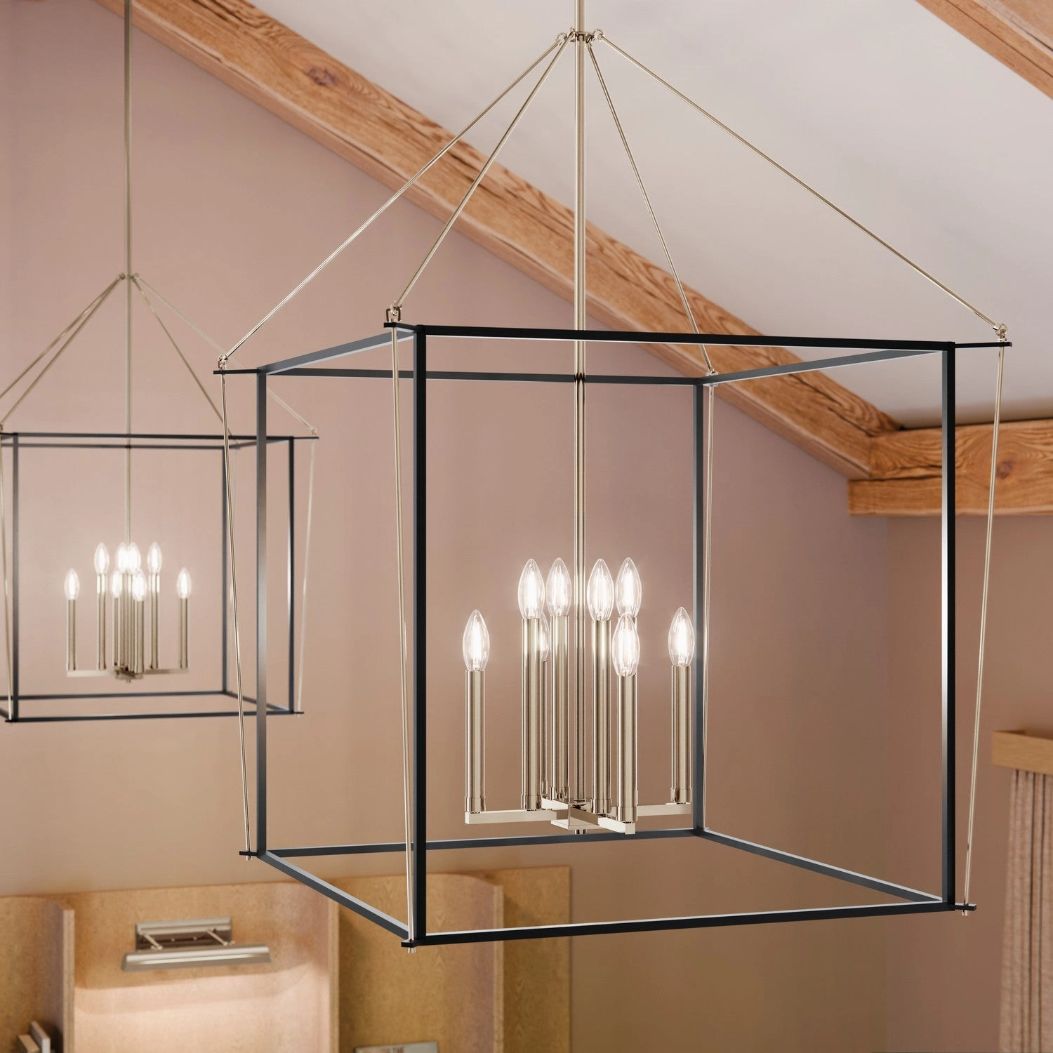 Eisley Eight Light Foyer Pendant Polished Nickel Designer Ceiling Lights for less