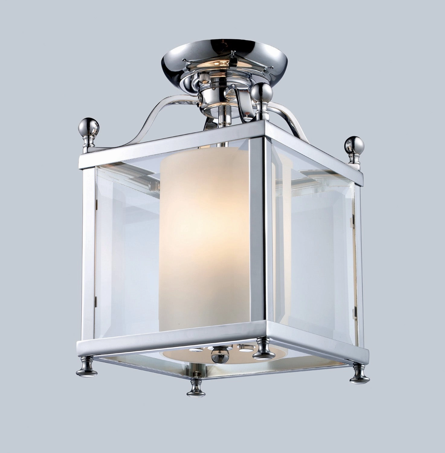 Fairview Three Light Semi Flush Mount Chrome Ceiling Lights Lighting outlet store