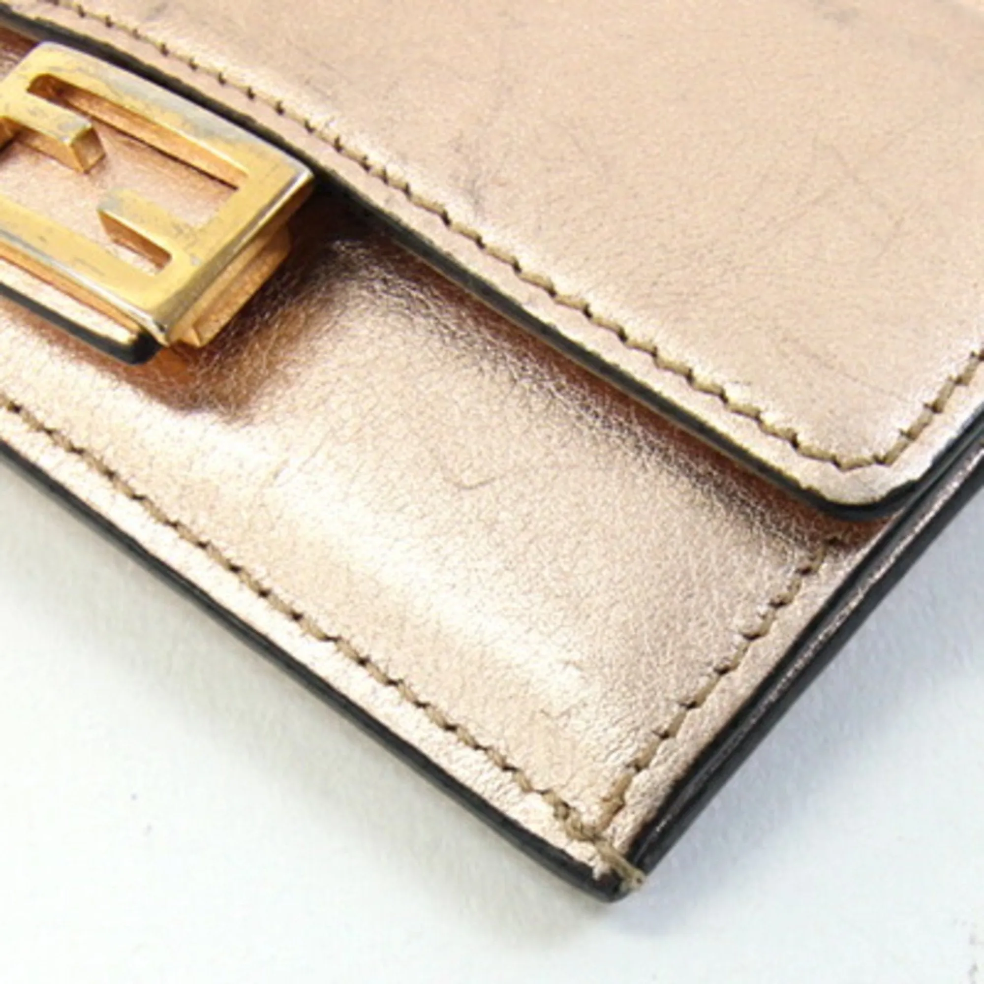 Fendi Champagne Peach Leather Coin Purse/Coin Case (Pre-Owned)
