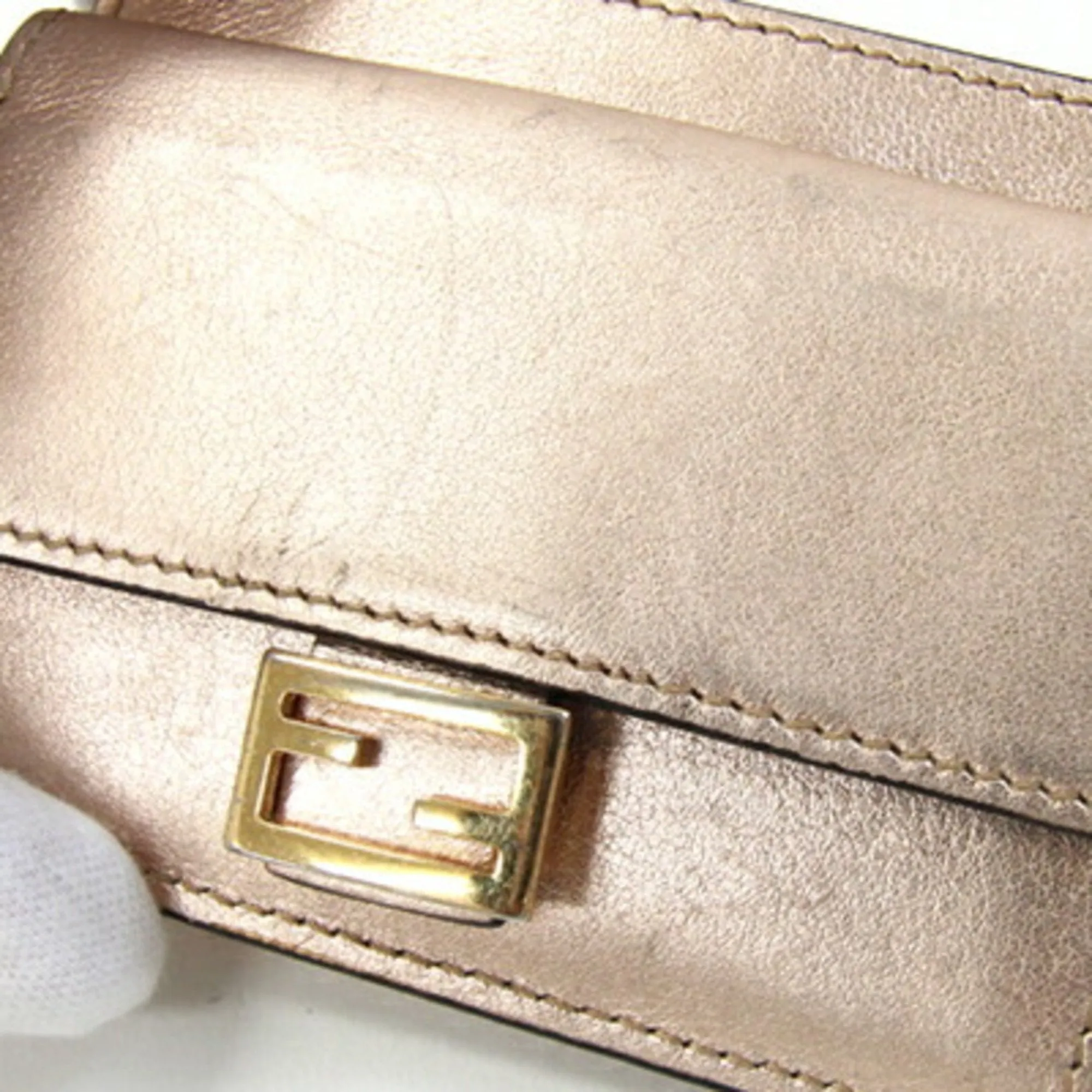 Fendi Champagne Peach Leather Coin Purse/Coin Case (Pre-Owned)